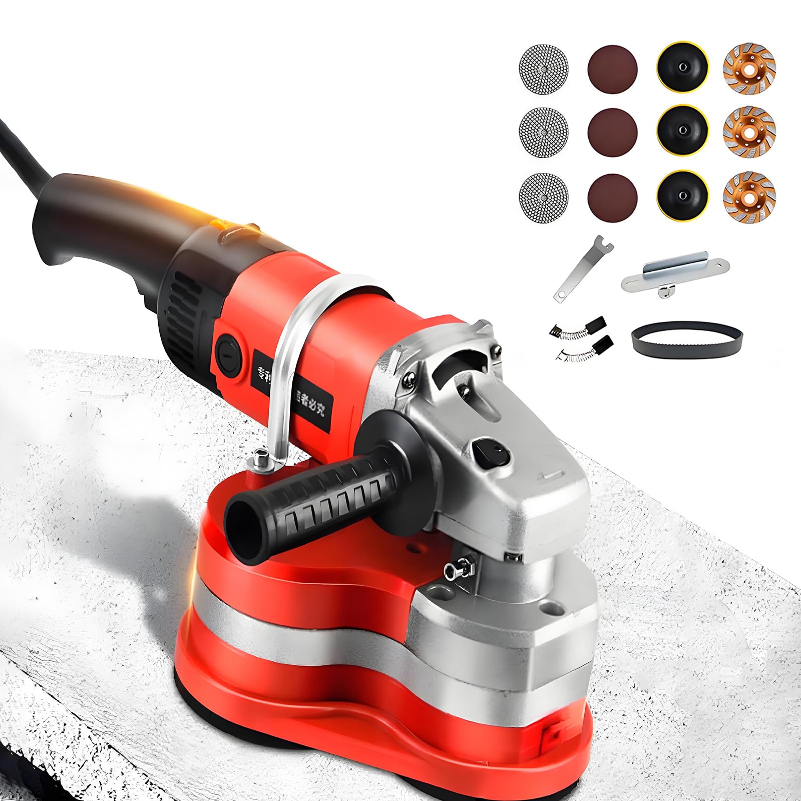 Lucidatrice Portatile a 3 Teste 4200W per Pareti/Pavimenti - Set Smerigliatrice Cemento - Levigatrice Pareti Cementizie e Pavimenti - Macchina per Lucidare Pavimenti in Resina Epossidica