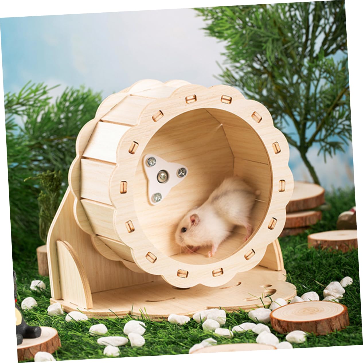 Ruota Silenziosa per Criceti e Piccoli Animali Domestici in Materiale Sintetico Khaki, per Esercizio e Sollievo Dalla Solitudine in Casa o Negozio per Animali