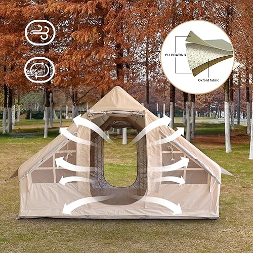 Miniatura 3 de Tienda inflable de glamping con bomba y gato de estufa, fácil instalación, tienda de campaña de glamping inflable para 2 a 6 personas con