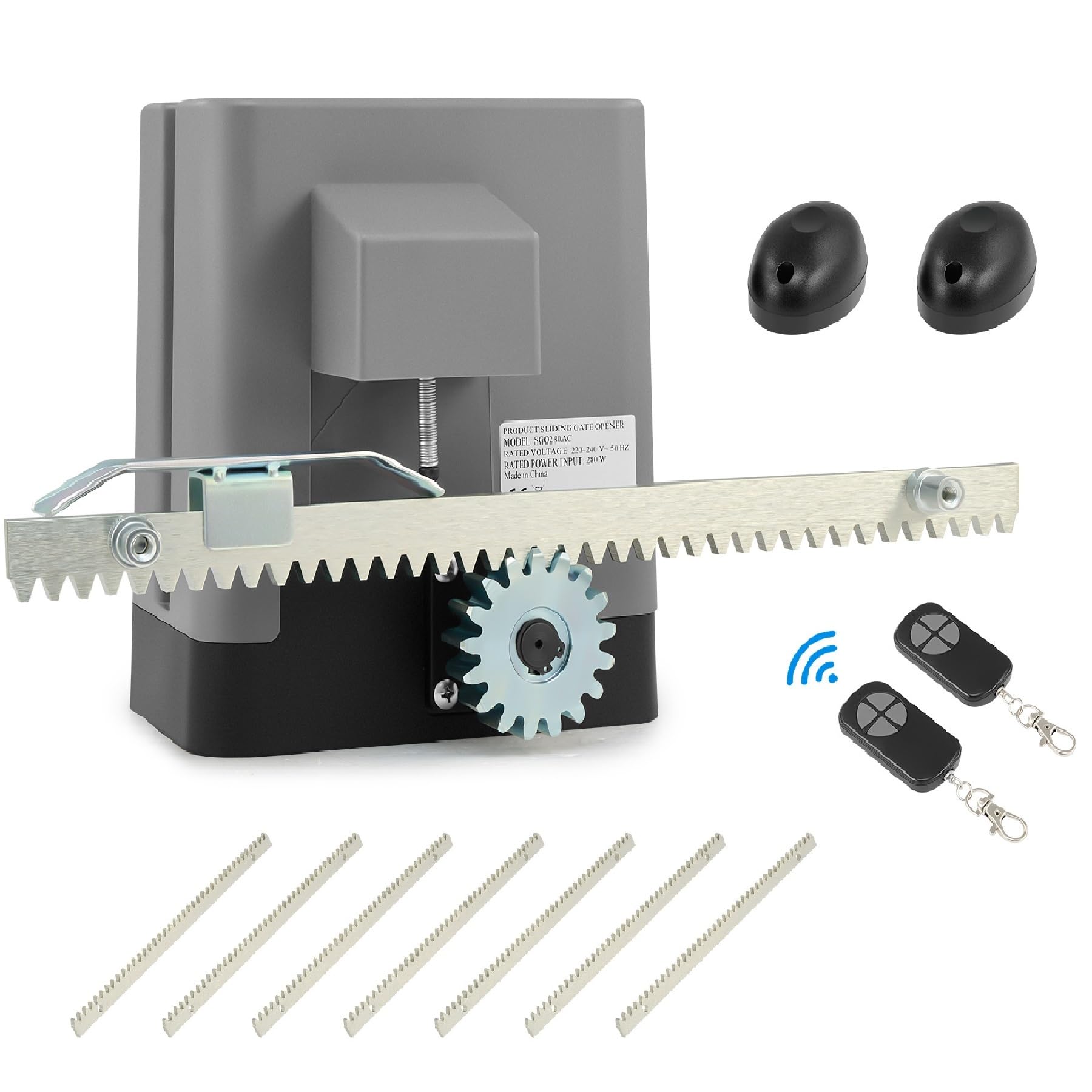 CO-Z 200W Motor para Puerta Corredera Capacidad 600KG Abridor de Puerta Corredera con Cremallera de Acero y Control Remoto