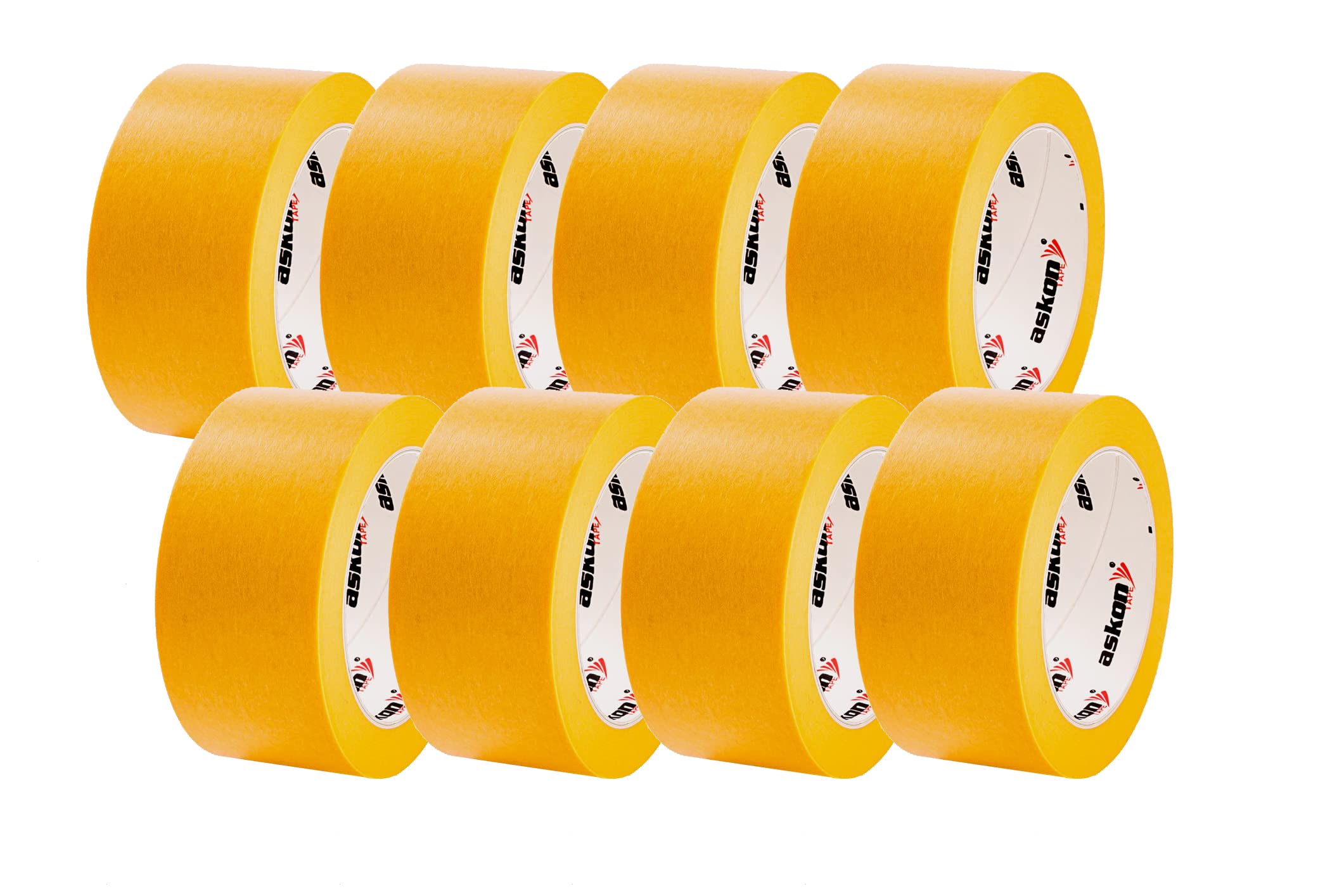 ASKON Goldband 30mm, 50m lang - 8er Pack (8 Rollen) - Abdeckband - Malerkrepp - Malerabdeckband - Kreppband - Profiqualität
