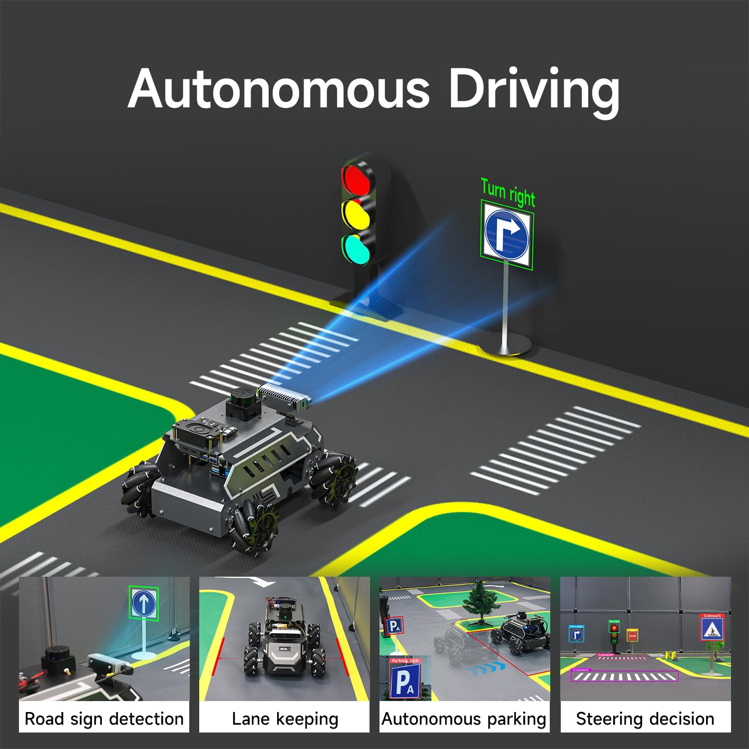 Yahboom ROS2 Smart Car,Raspberry Pi5-8GB Rosmaster M1 Multimodal AI Vision Large Model, Slam Navigation Programming, Mecanum Wheels Robot(M1 Superior Without Pi5-8GB)