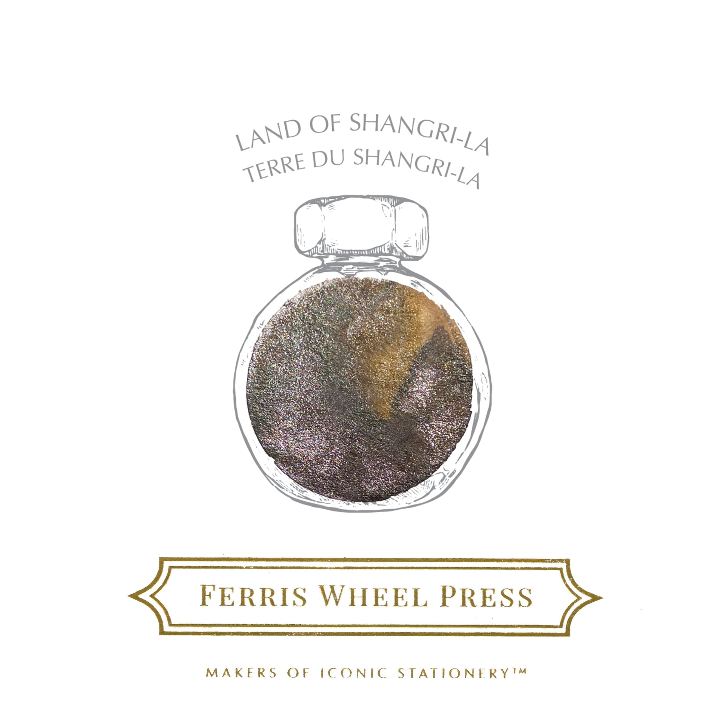 Ferris Wheel Press Fountain Pen Ink | Curious Collaboration Collection | Shangri La Hotels | Ashy Brown with Champagne Shimmer | 38ml - Image 2