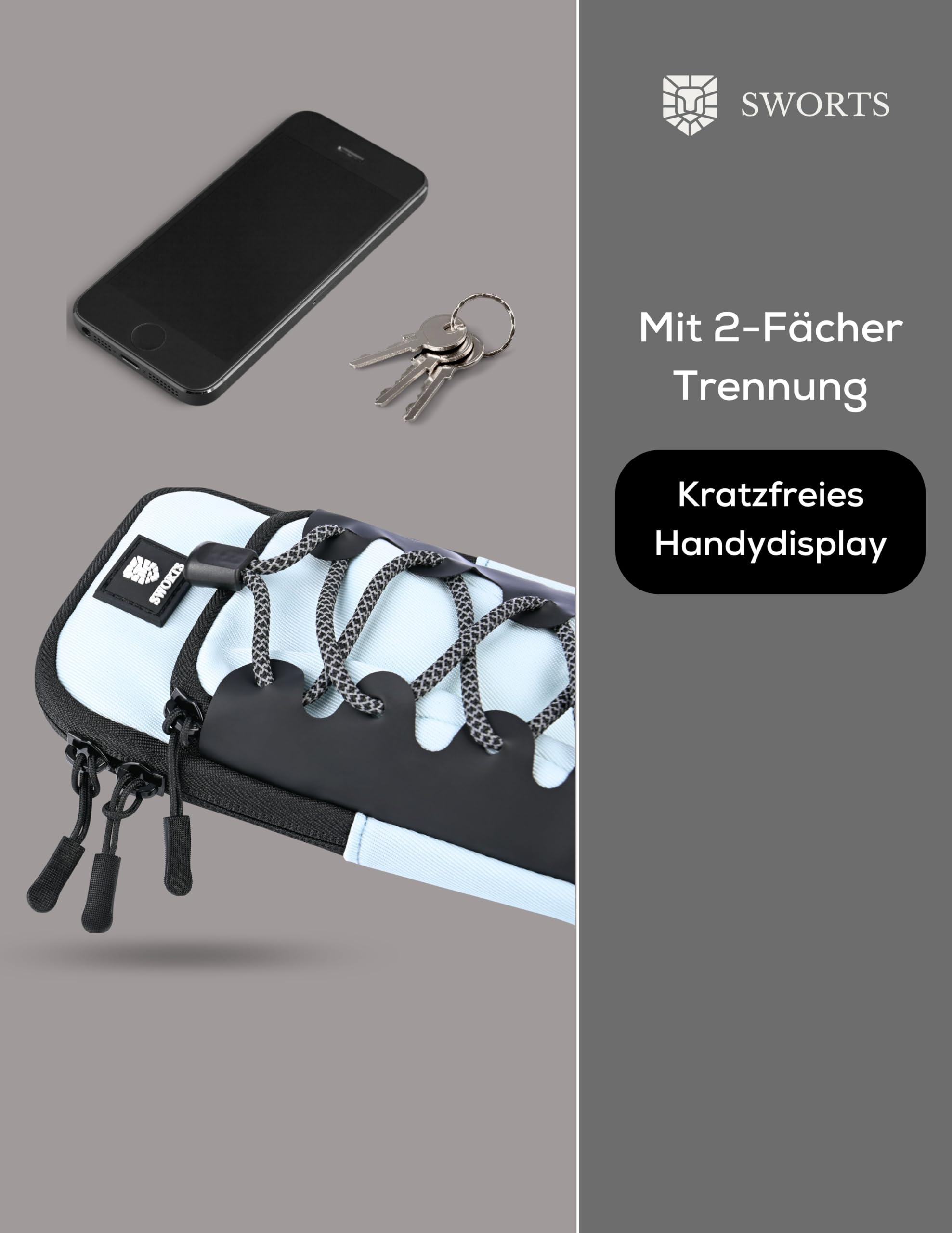 Run Arm Bag · Premium Laufsport Handytasche · 2-Fächer-Trennung · Joggen Armtasche Unisex