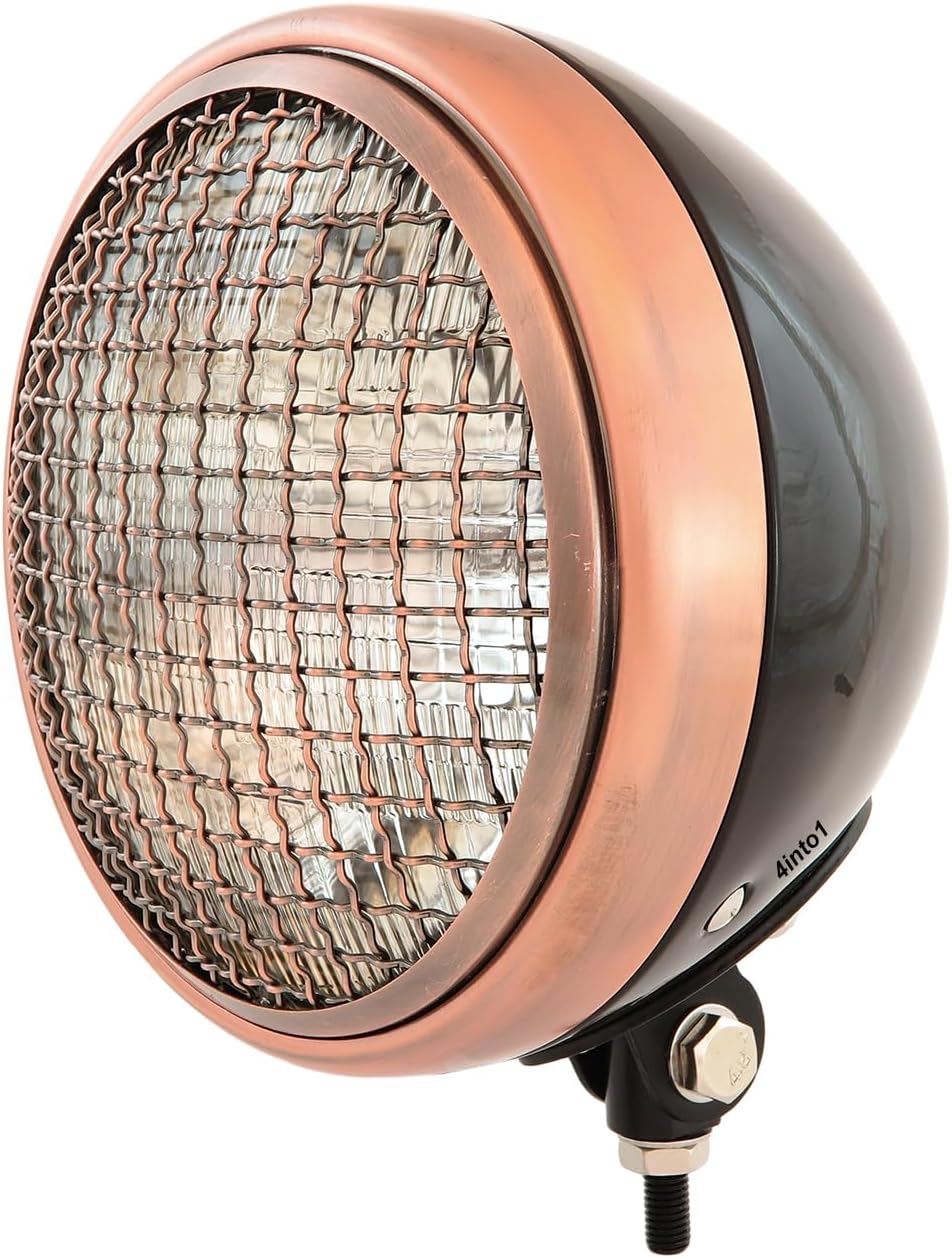 4into1 7″ Bottom Mount Motorcycle Headlight w/Grill – Gloss Black Bronze – Clear H4 Halogen 4into1 7″ Bottom Mount Motorcycle Headlight w/Grill – Gloss Black Bronze – Clear H4 Halogen