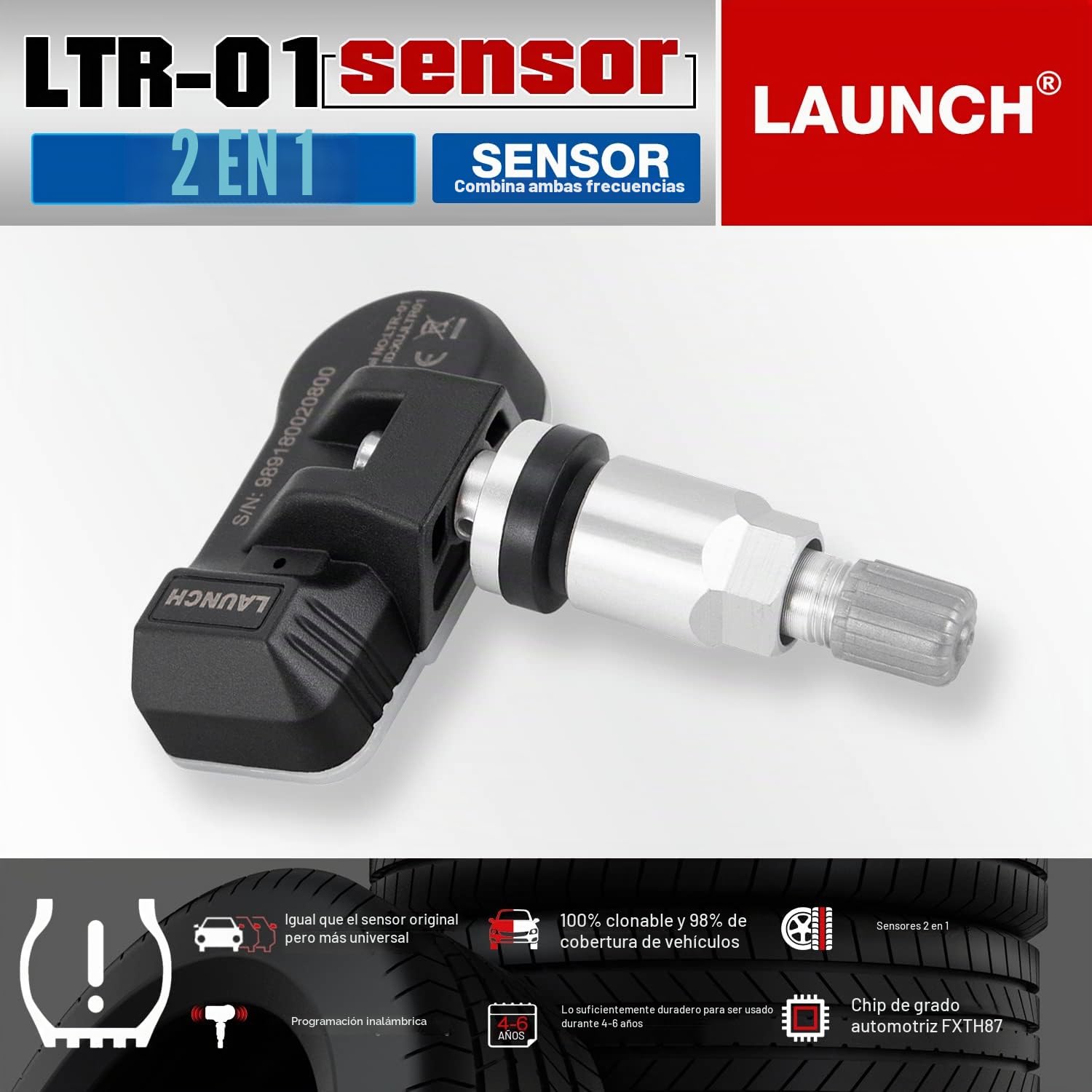 LAUNCH LTR-01 Sistema de Control de la Presión de Neumáticos de Frecuencia Dual Programada de RF Sensor TPMS, Herramienta de Programación TPMS