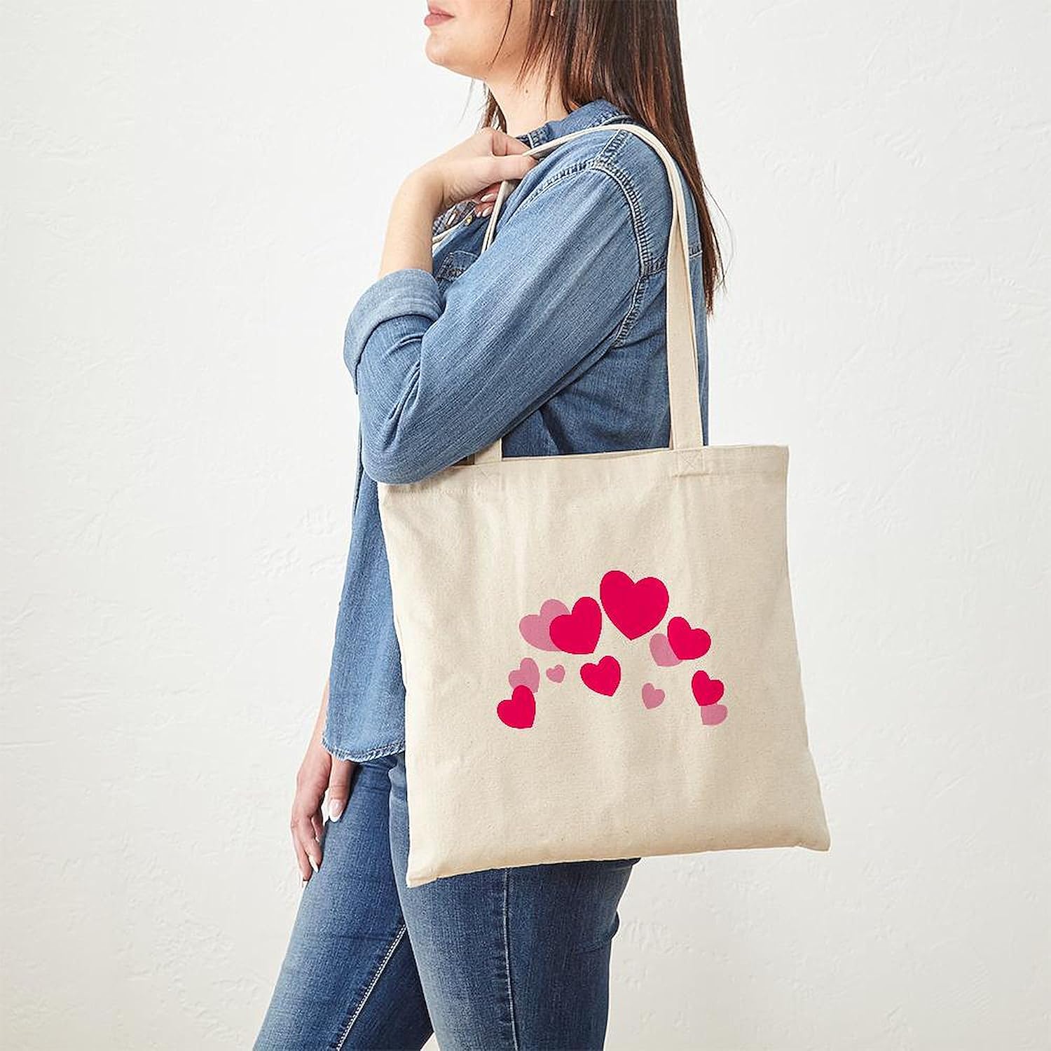 CafePress Valentine Hearts Tote Bag Natural Canvas Tote Bag, Reusable Shopping Bag