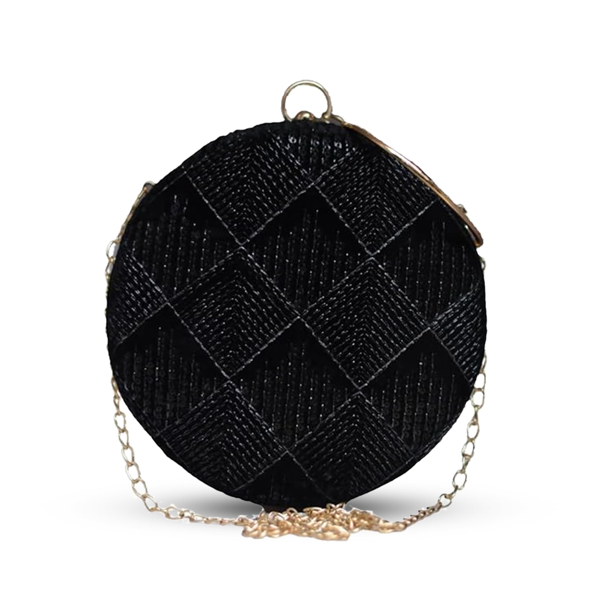 Sequins Embroidery Round Party Clutch Bag For Women | Wedding Clutch Purse With Detachable Chain Sling Strap-image-26