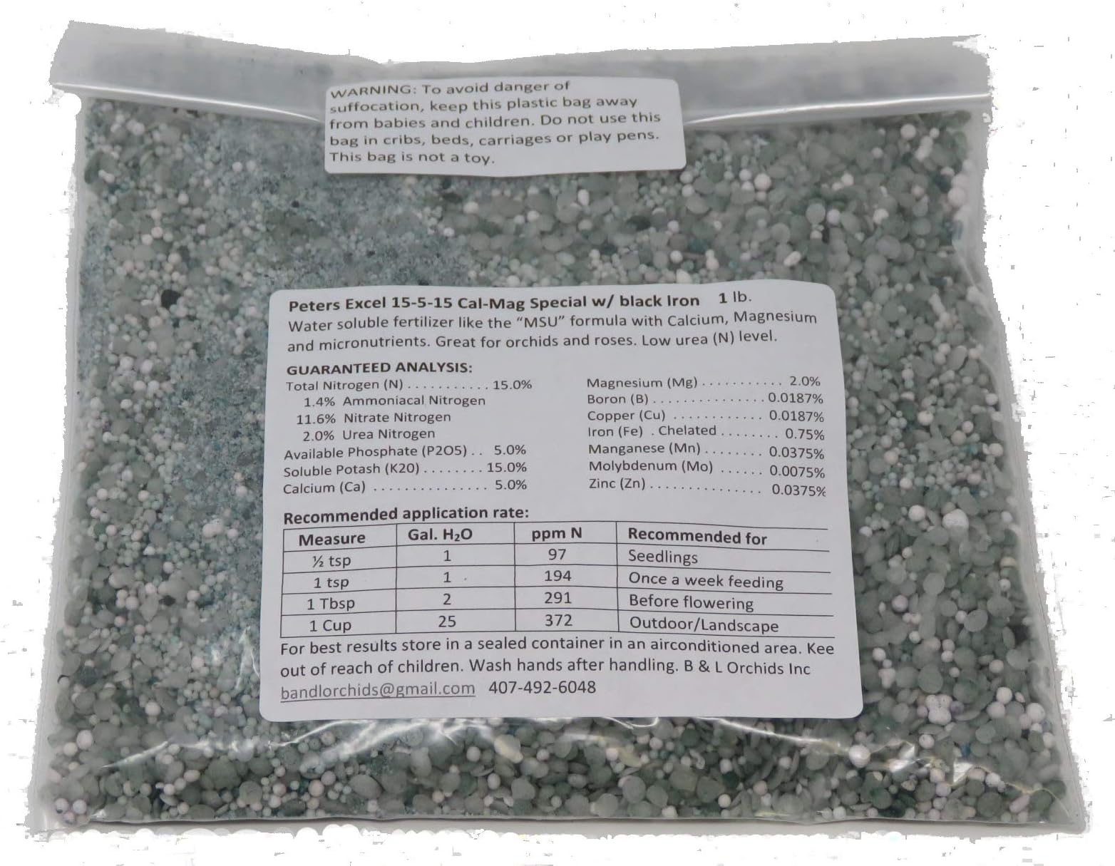 Peters Excel 15-5-15 Cal-Mag Special w/Black Iron (1) 1 1lb. Bag.