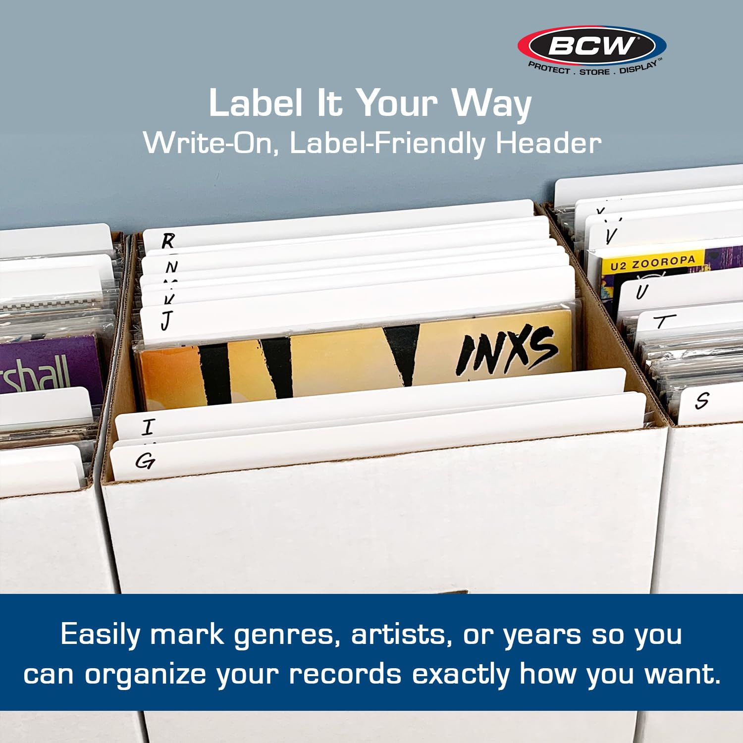 BCW 25CT 30cm RECORD DIVIDERS - MEDIUM - WHITE