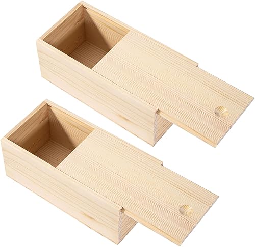 Miniatura 8 de Useekoo Caja de madera con tapa deslizante, caja de almacenamiento de recuerdos de 5.9 x 3.7 x 2.2 pulgadas, pequeñas cajas rústicas de madera de