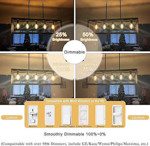 Miniatura 3 de Bombilla LED E26 de 3.2 pulgadas equivalente a 60 vatios, bombillas Edison blanco suave de 2700K regulables, CA 120V 600LM T10T9 bombillas de luz de