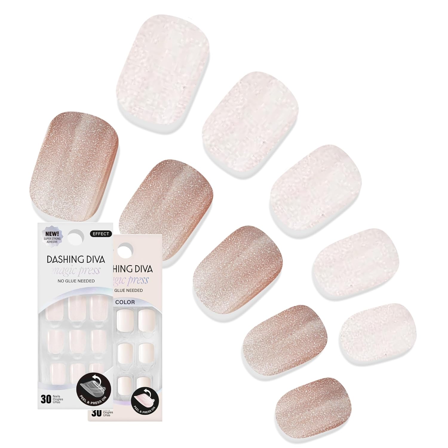 Dashing Diva Magic Press Premium Nail Bundle - Fairytale Collection - Square Shape Press On Nails - Happily Ever After & Tiki Hut - Long Lasting Gel- Lasts Up to 7 Days - 2 Sets