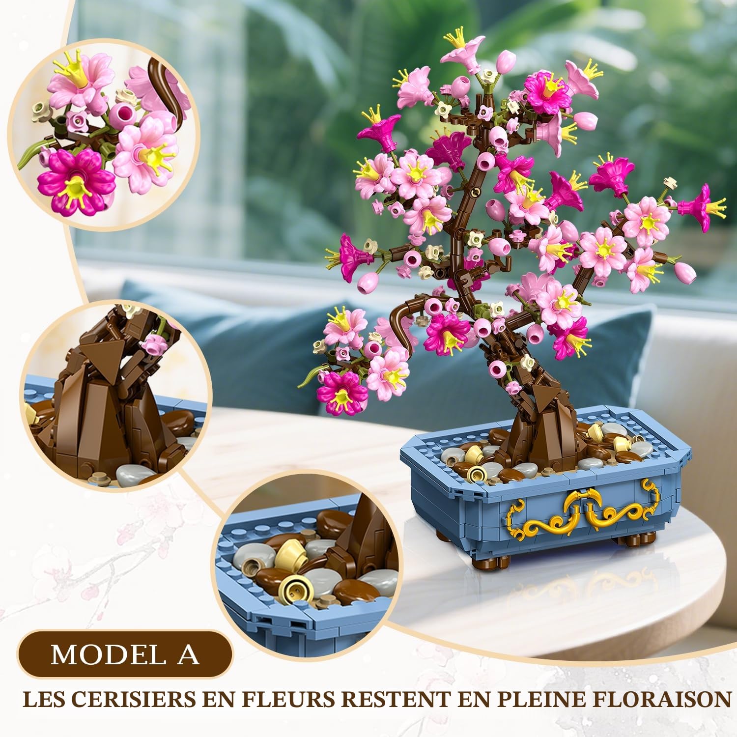 HOGOKIDS Kit de Construction 2-en-1 Bonsaï de Fleurs Cerisier pour 8-12 Ans
