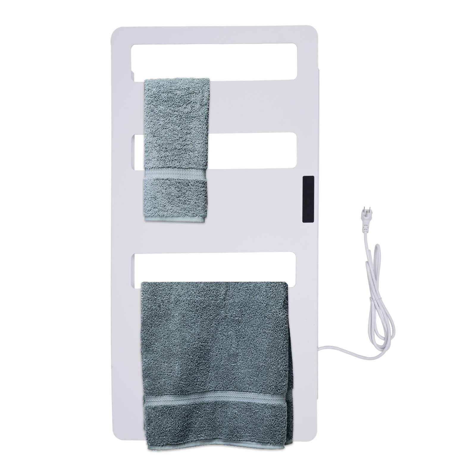 Toallero eléctrico de pared para un baño moderno con calefacción por zonas y temporizador
