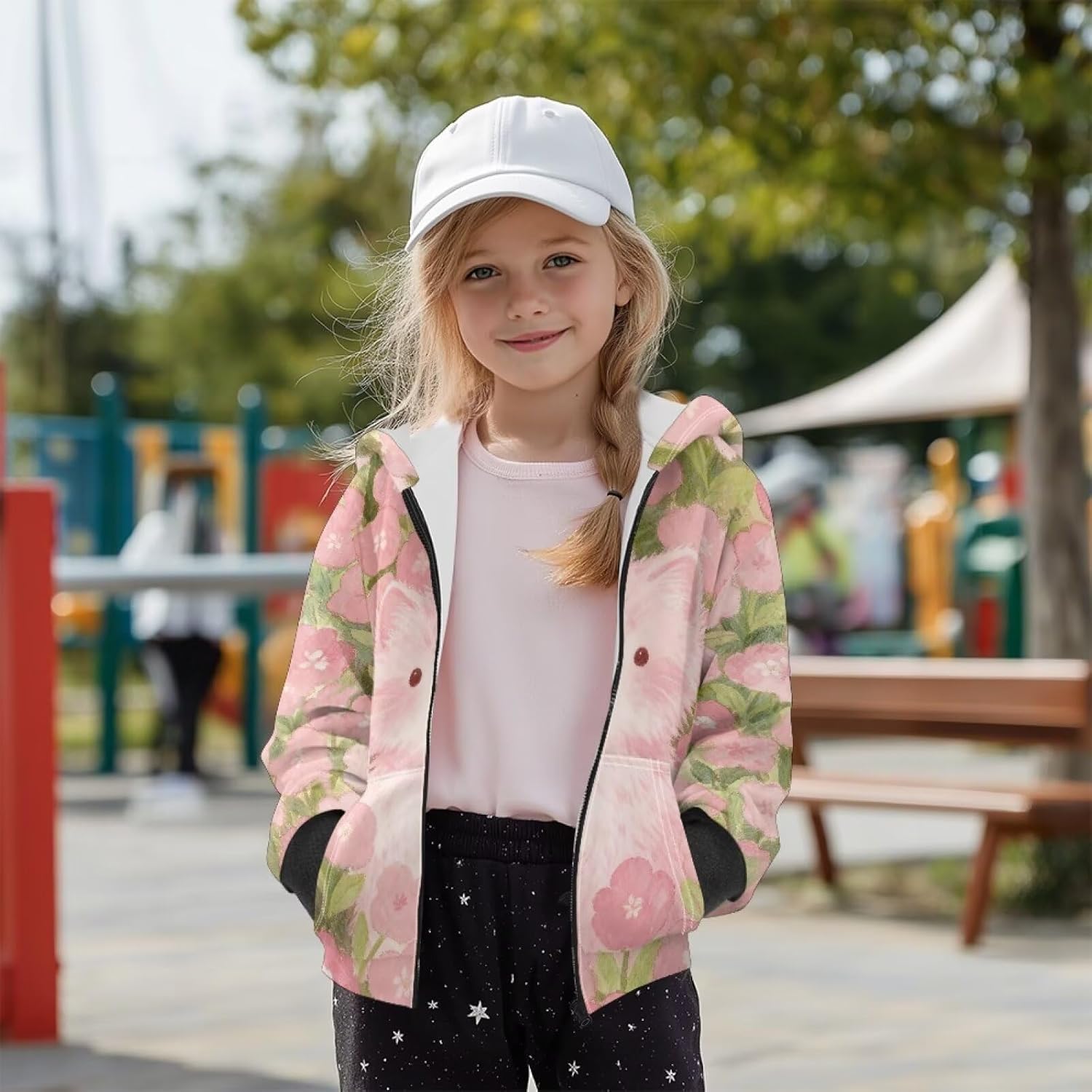 Girls Fleece Hoodies Zip Up Sweatshirts with Pockets Sports Wear for School Trips
