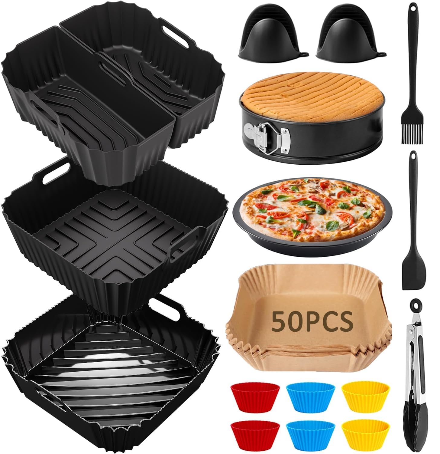 Heißluftfritteuse Zubehör - Airfryer Zubehör für COSORI 5,5L 6L 6,2L Turbo Tower Pro Smart 10,8L, Ninja MAX PRO AF180EU, Cecotec 5,5L 6L, Chefman 5,7L, Airfryer Accessories