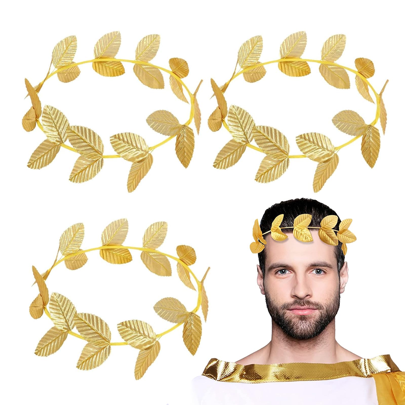 MUYAPAY 4 Roman Head Crown Gold Leaf Headpiece, Laurel Leaf Headband, Bridal Headband, Used for Bridal Jewelry, Party