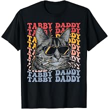Tabby Daddy Groovy Tabby Cat T-Shirt