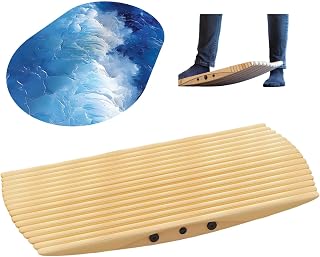 Wooden Wobble Balance Board for Standing Desk, 440 lb Capacity Rocker Board with Noise Reducing Floor Mat, Birch Wood Active Standing Trainer for Home Office and Core Exercise