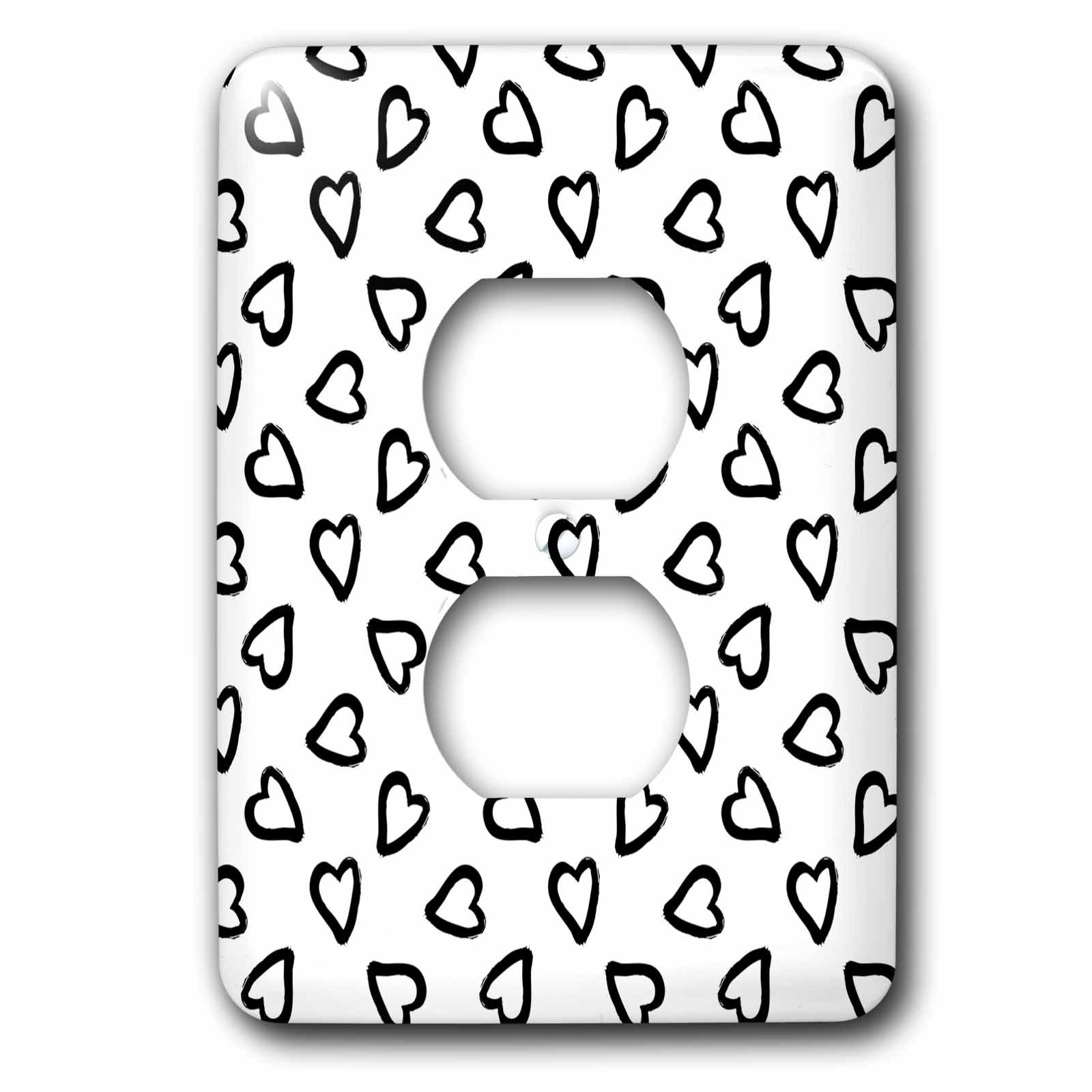 Housse de sortie 3dRose lsp_275357_6 motif cœur noir blanc