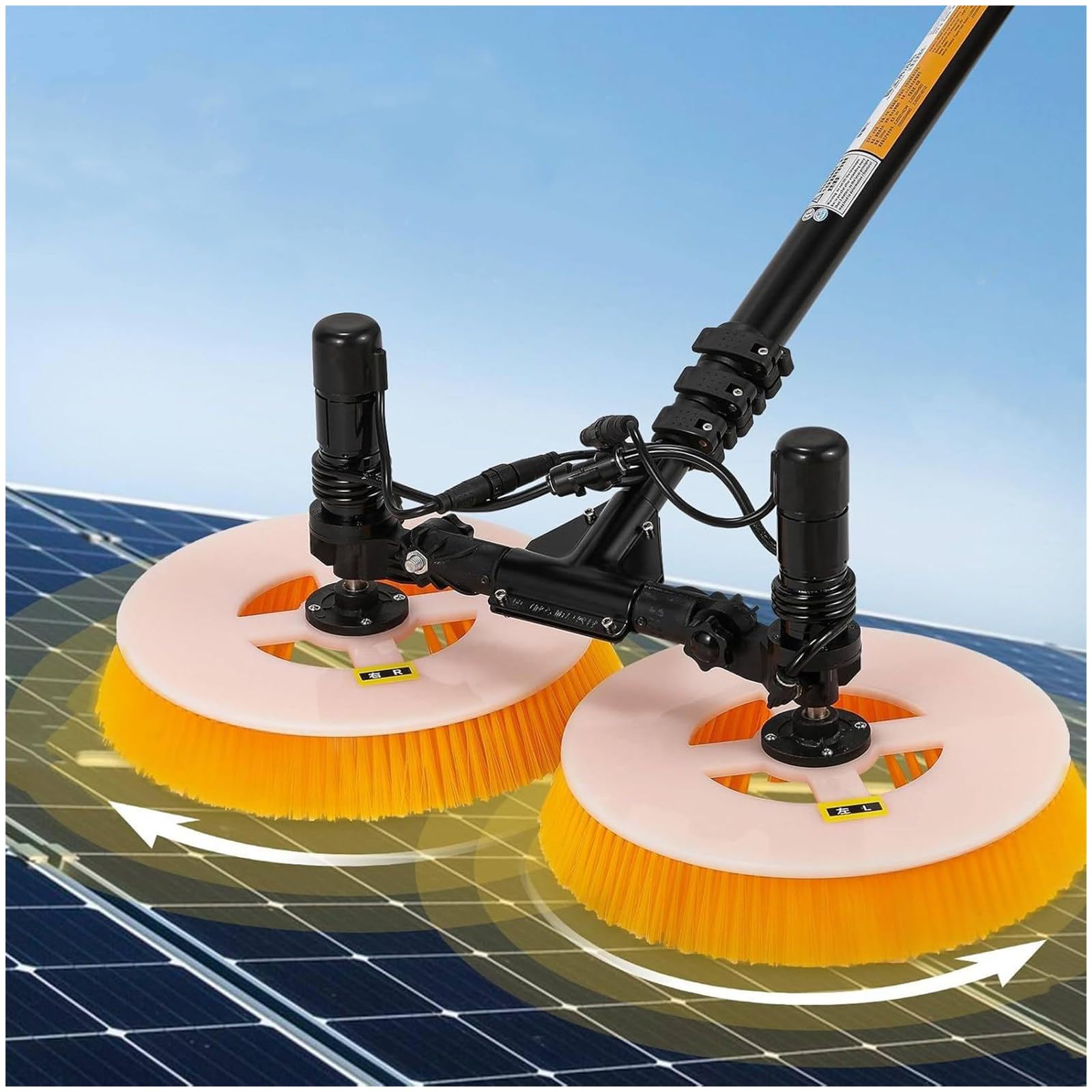 AYCDL Telescopic Solar Panel Cleaning Machine, Electric Double Head Brush & Water Fed Pole Kit, 7.5m/24ft Lithium Battery Powered for Efficient PV Panel Wash,Mains Electricity-3.5m/11ft