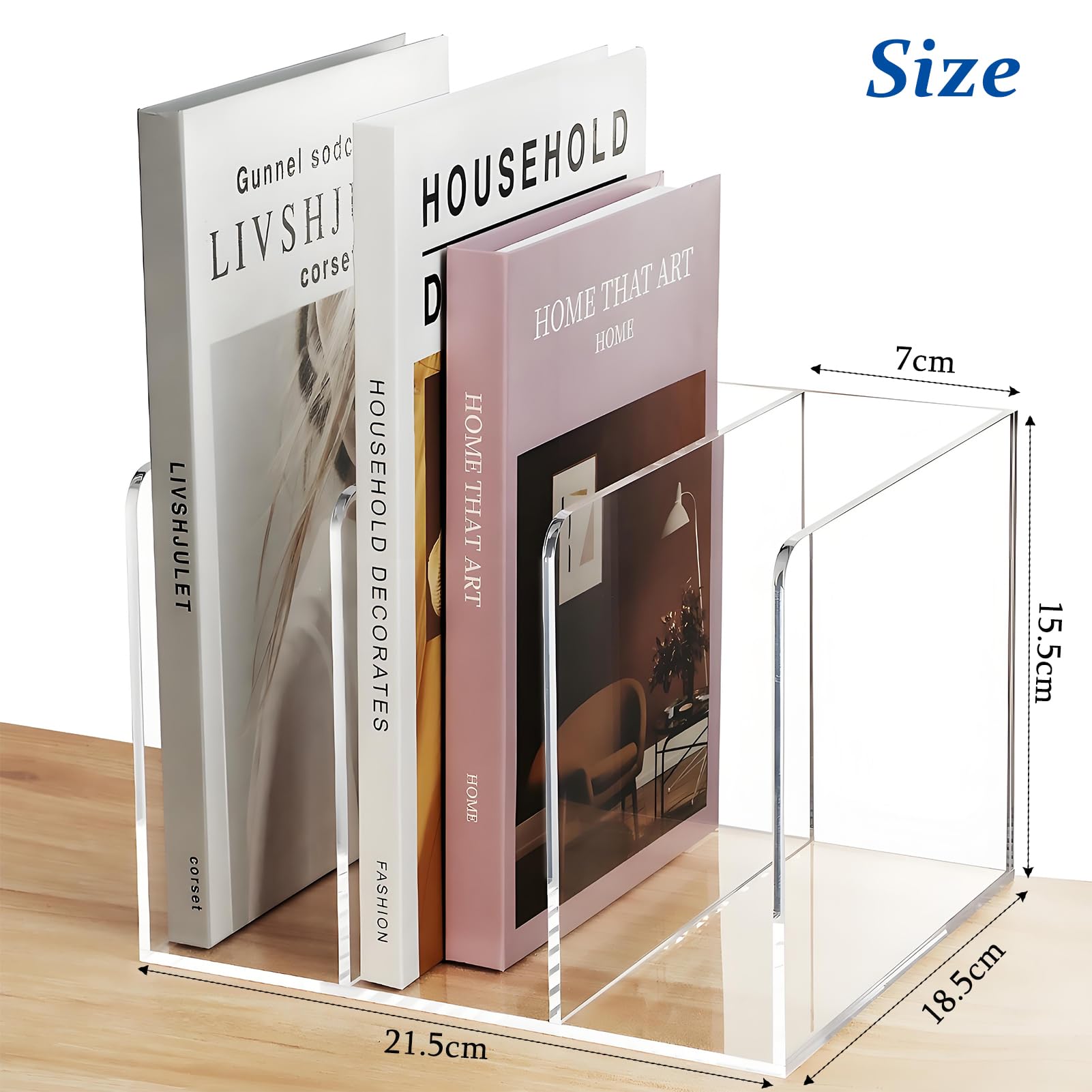 KOEMEHR Acrylic Magazine File Holder with 3 Vertical Compartments - Image 2