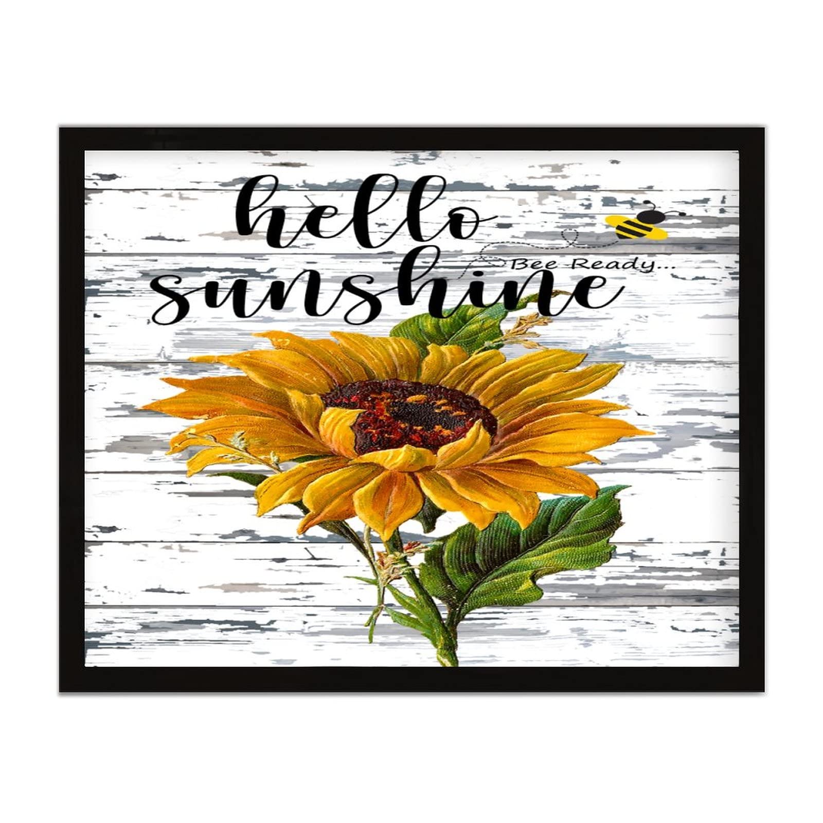 Tableau Hello Sunshine cadre en bois affiche positive - 6