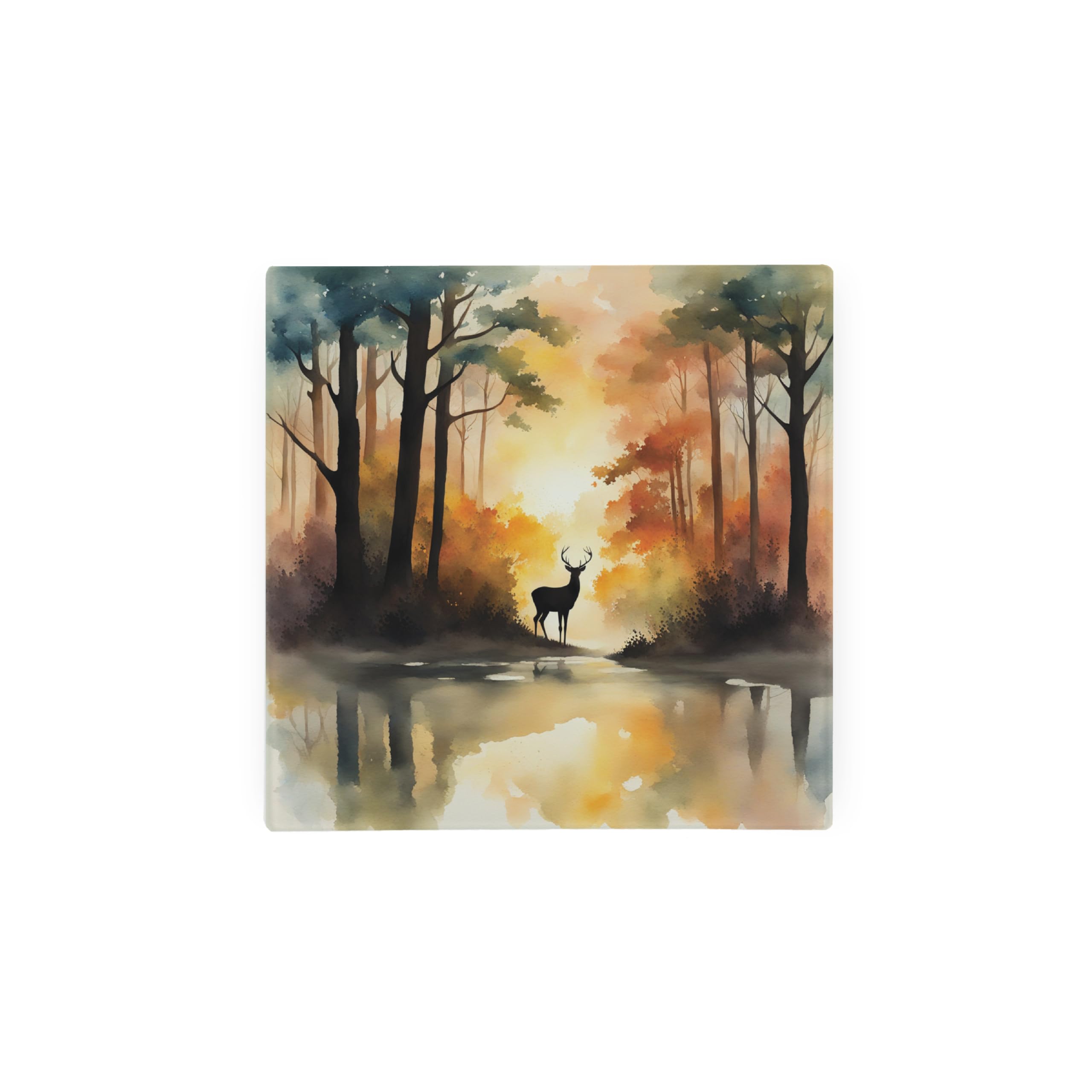 British Wildlife Glass Trivet - Forest Deer Worktop Protector Kitchen Gifts