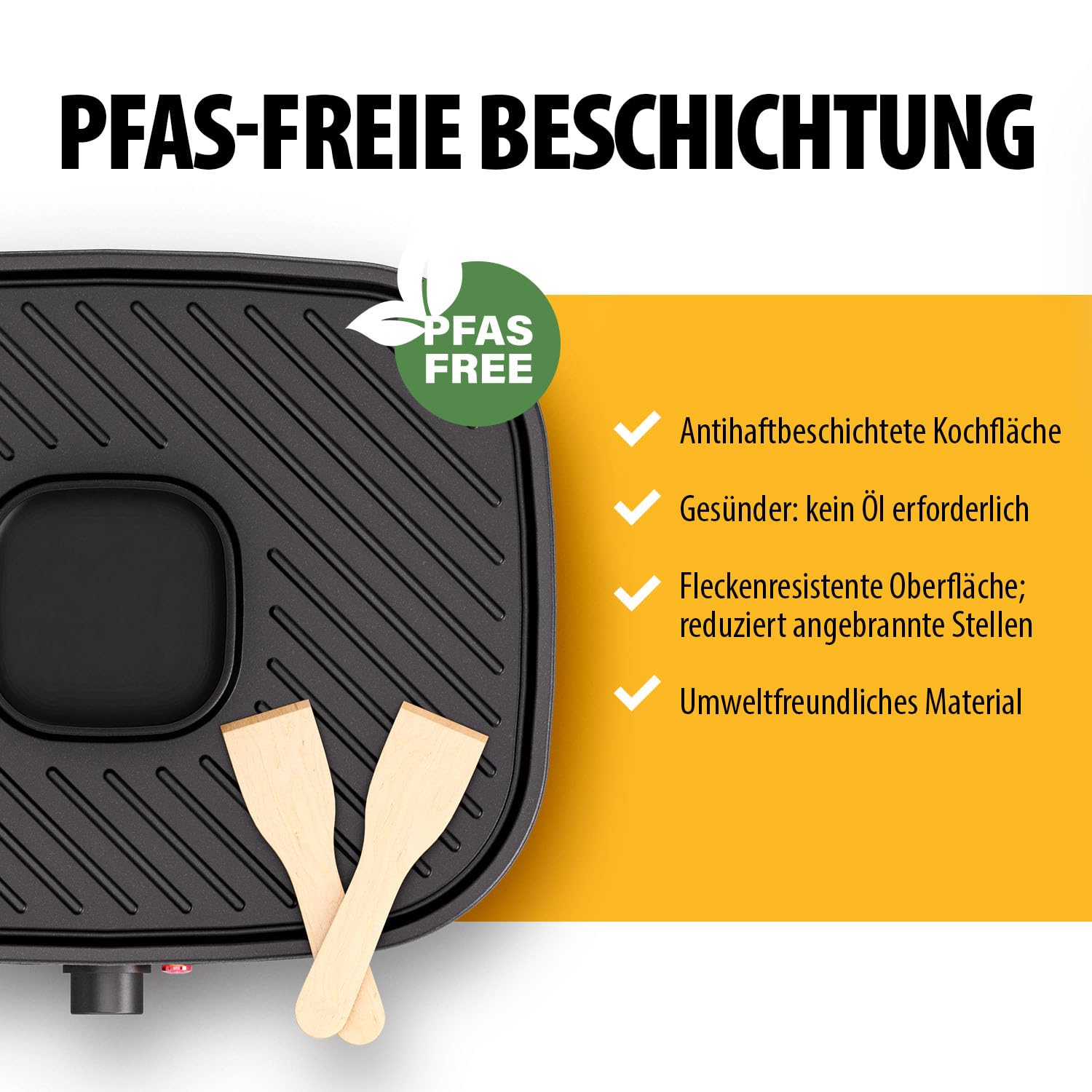 Tristar Raclette Clean Air, 1100 W, Für 6 Personen, Luftfiltersystem, Geruchsarm, Antihaft, PFAS-frei, Leicht zu Reinigen, RA-2760