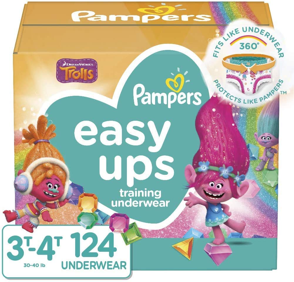 Pampers Easy Ups Training Pants Girls and Boys, 3T-4T (Size 5), 124 Count, Packaging & Prints May Va