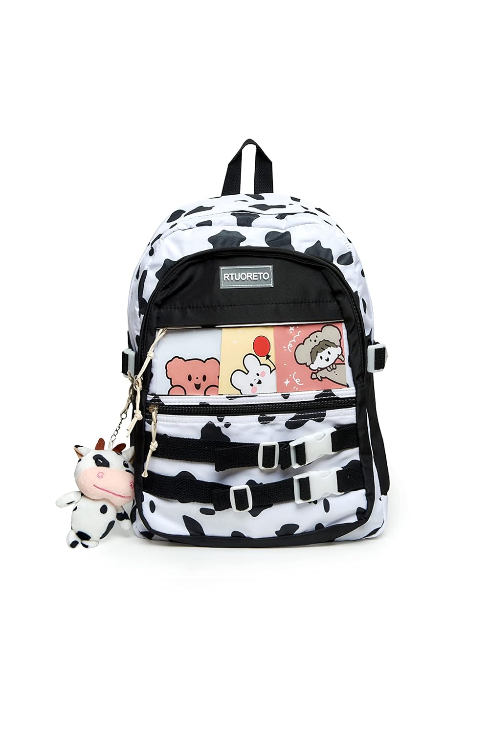 Kawaii Backpack with Kawaii Accessories Cute Cow Pendant Waterproof