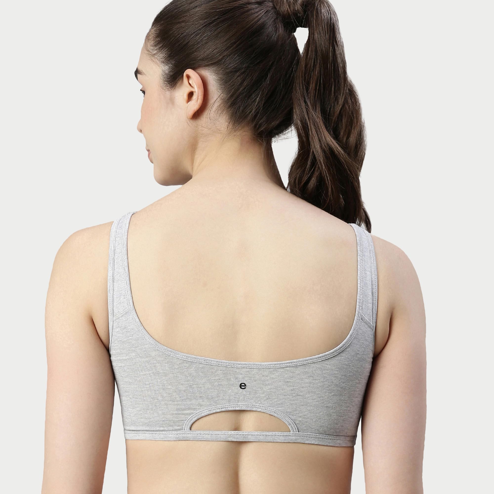 Enamor SB06 Low Impact Bra - Non-Padded, Wirefree & High Coverage, GREY MELANGE, XL 1
