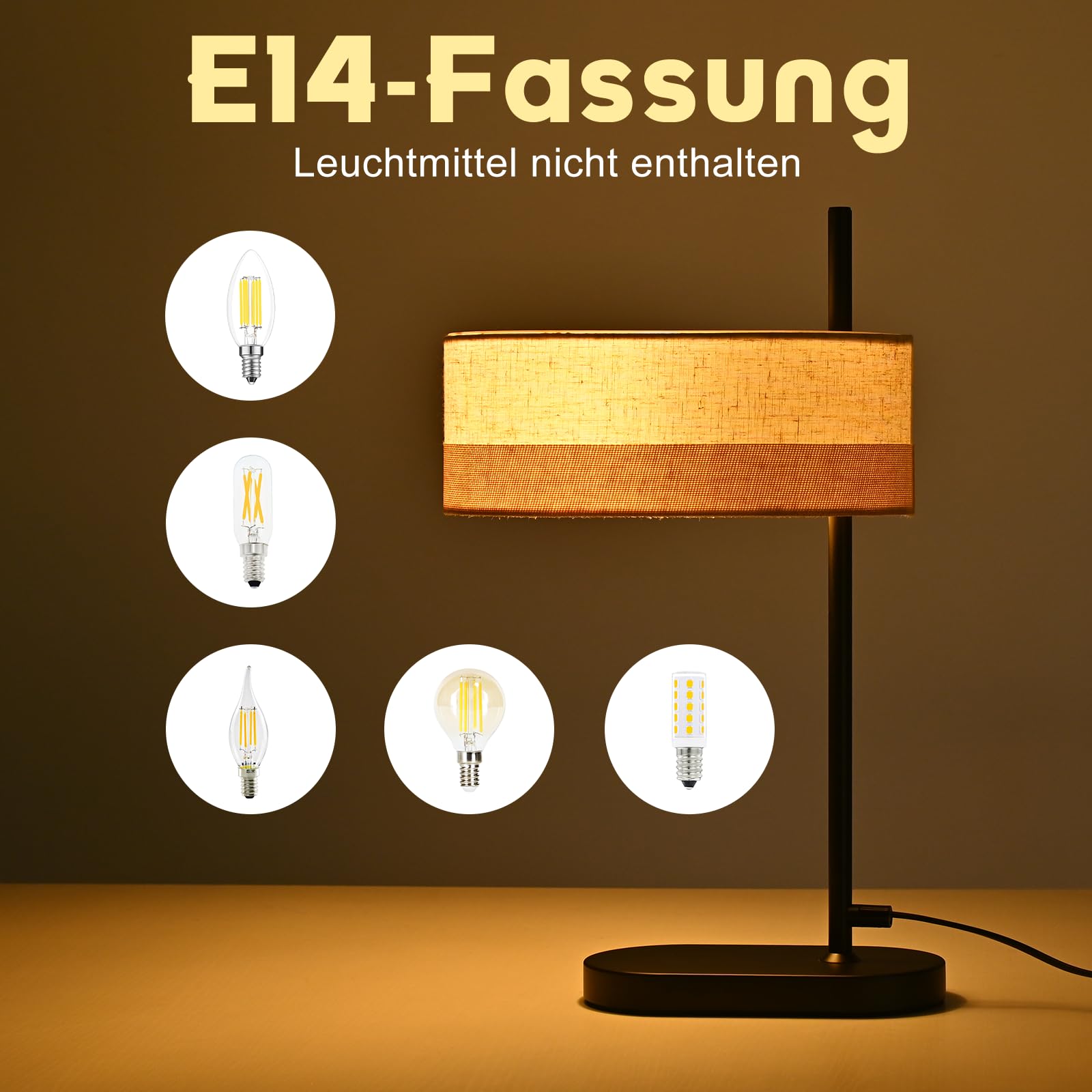 CBJKTX Tischlampe Wohnzimmer Tischleuchte Vintage 2er Set