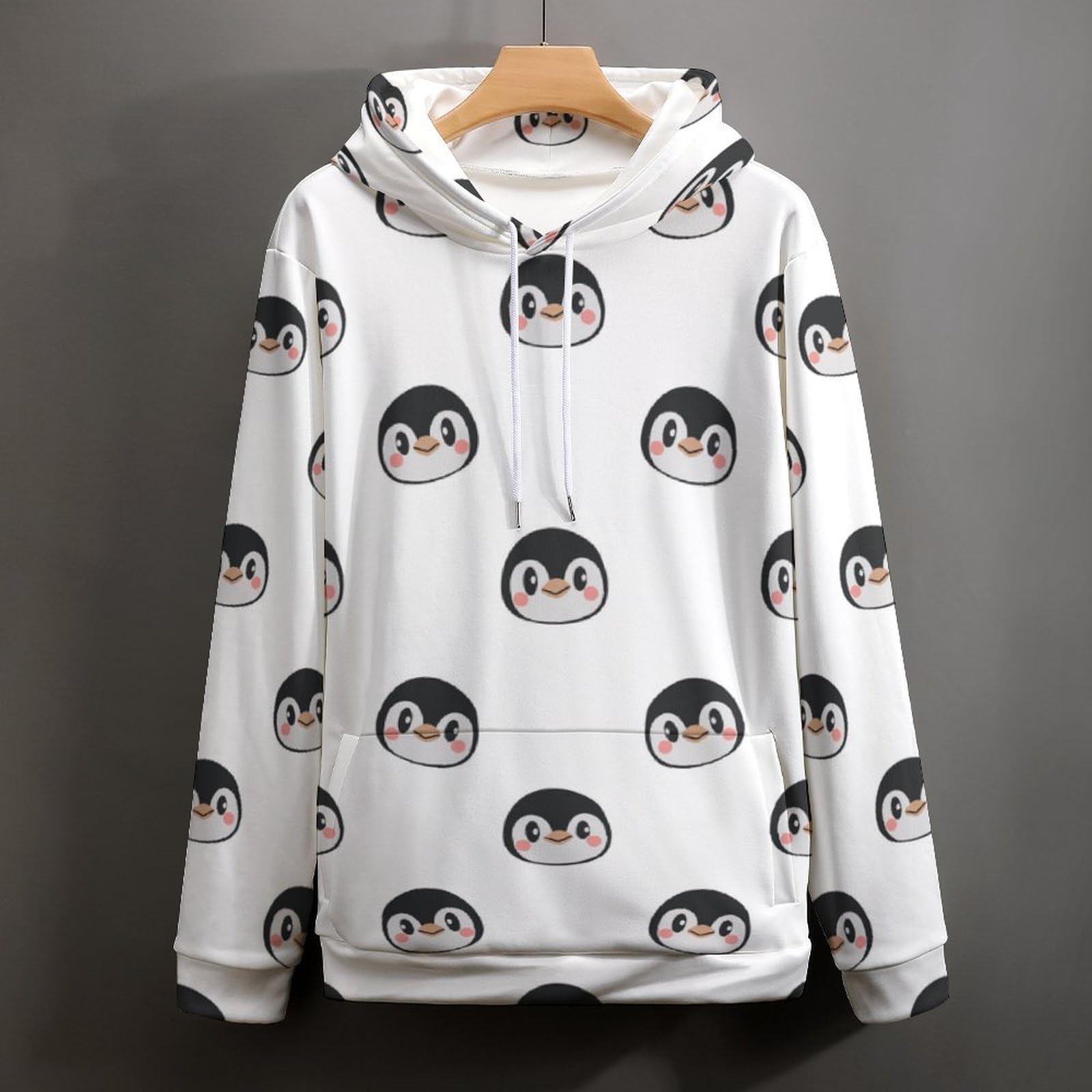 Amazon.co.jp: メンズ パーカー 可愛い ペンギン 長袖 プルオーバー 