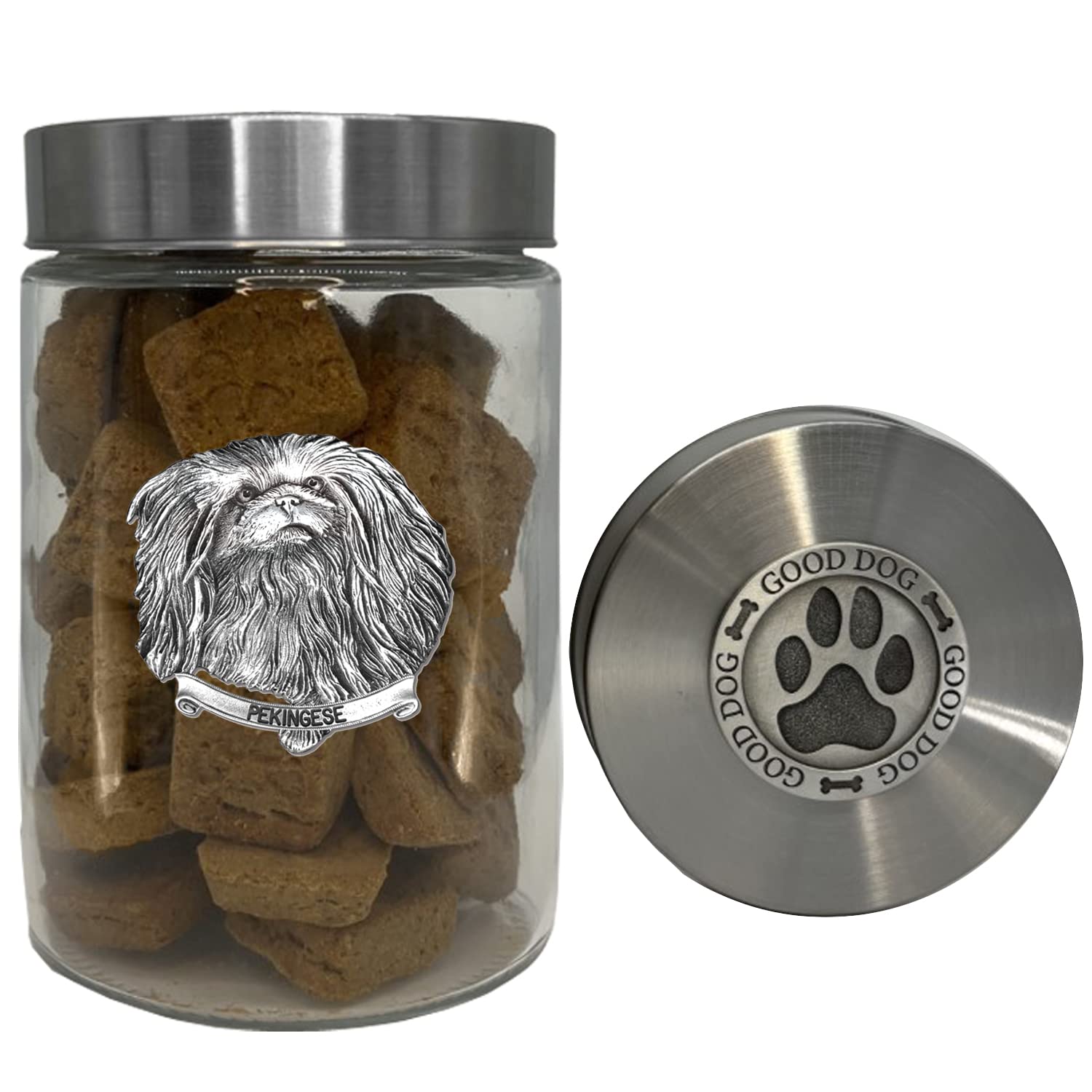 Heritage Pewter Bichon Frise Treat Jar - 34 Oz Airtight Glass Jar With Pewter Lid, Made In USA - View #7