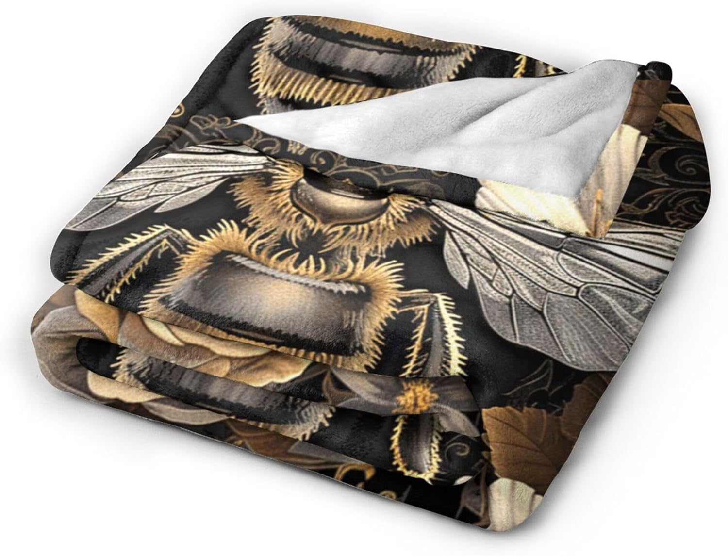 Bee Floral Throw Blanket - Soft Warm Cozy Fleece for Girls Boys Women Men - Gifts and Decor for Couch Sofa Bed 50"x40" - Image 4