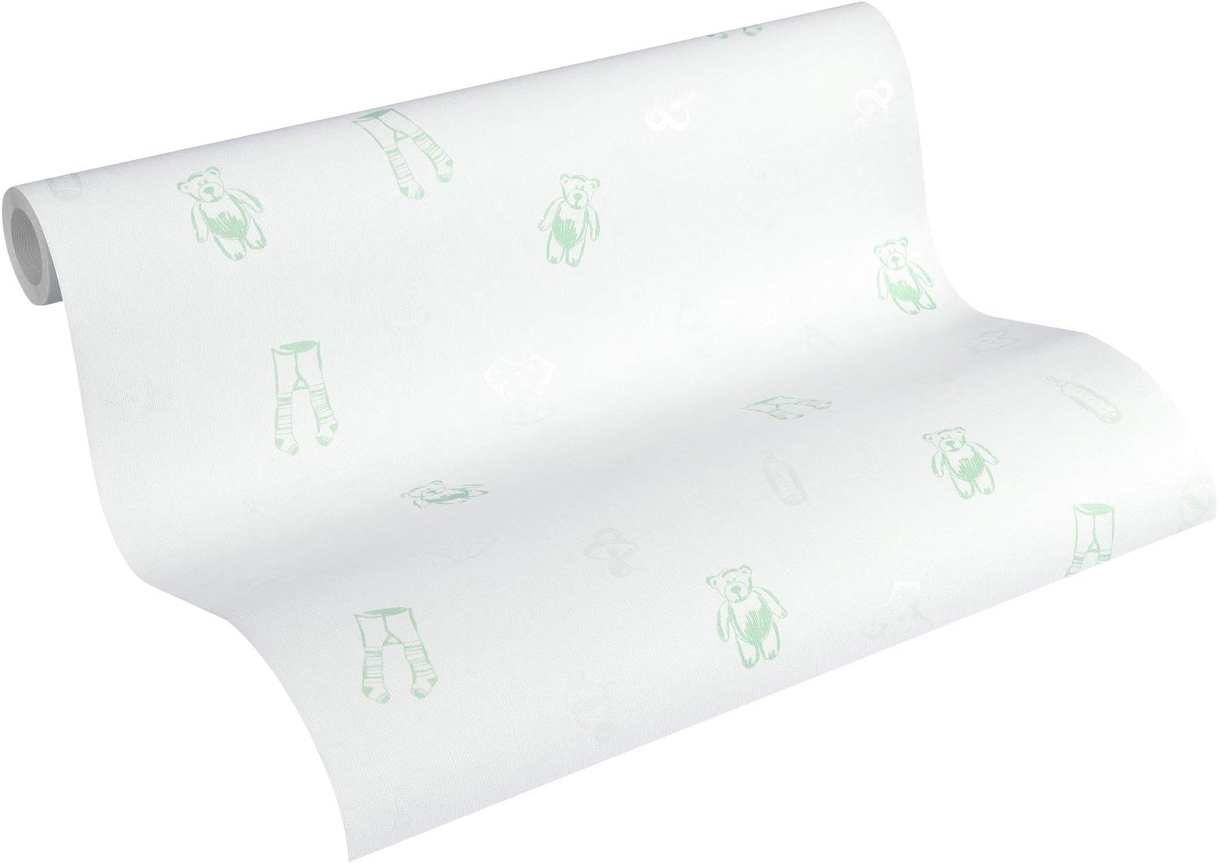 Kids Wallpaper Little Stars Non-Woven Wallpaper 10.05 m x 0.53 m Green Bronze White Made in Germany by Livingwalls 358451 35845-1
