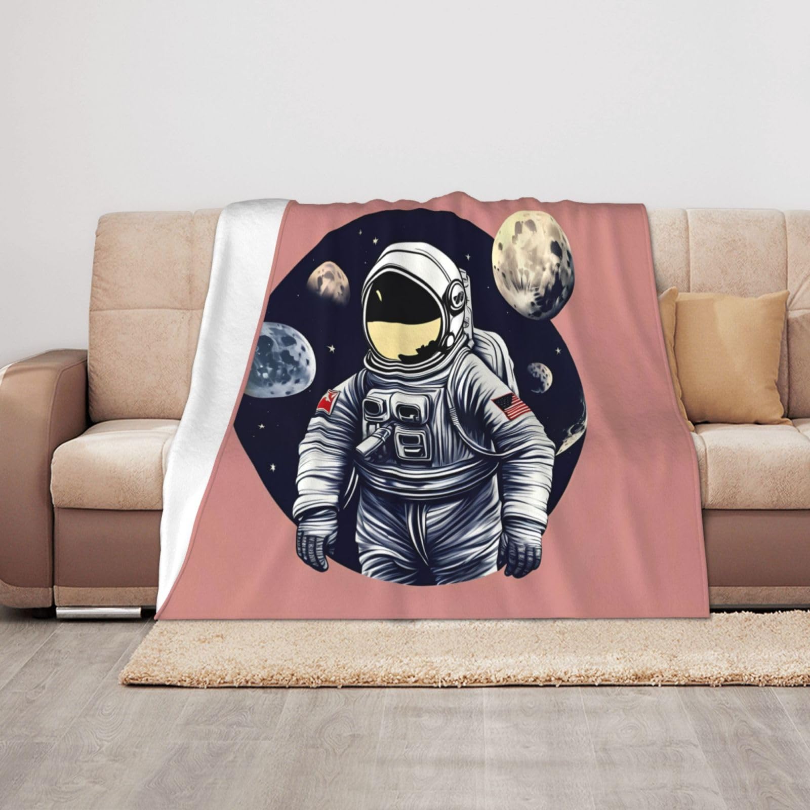 Plaid astronaute on the moon 1 print pour vos voyages et soirées