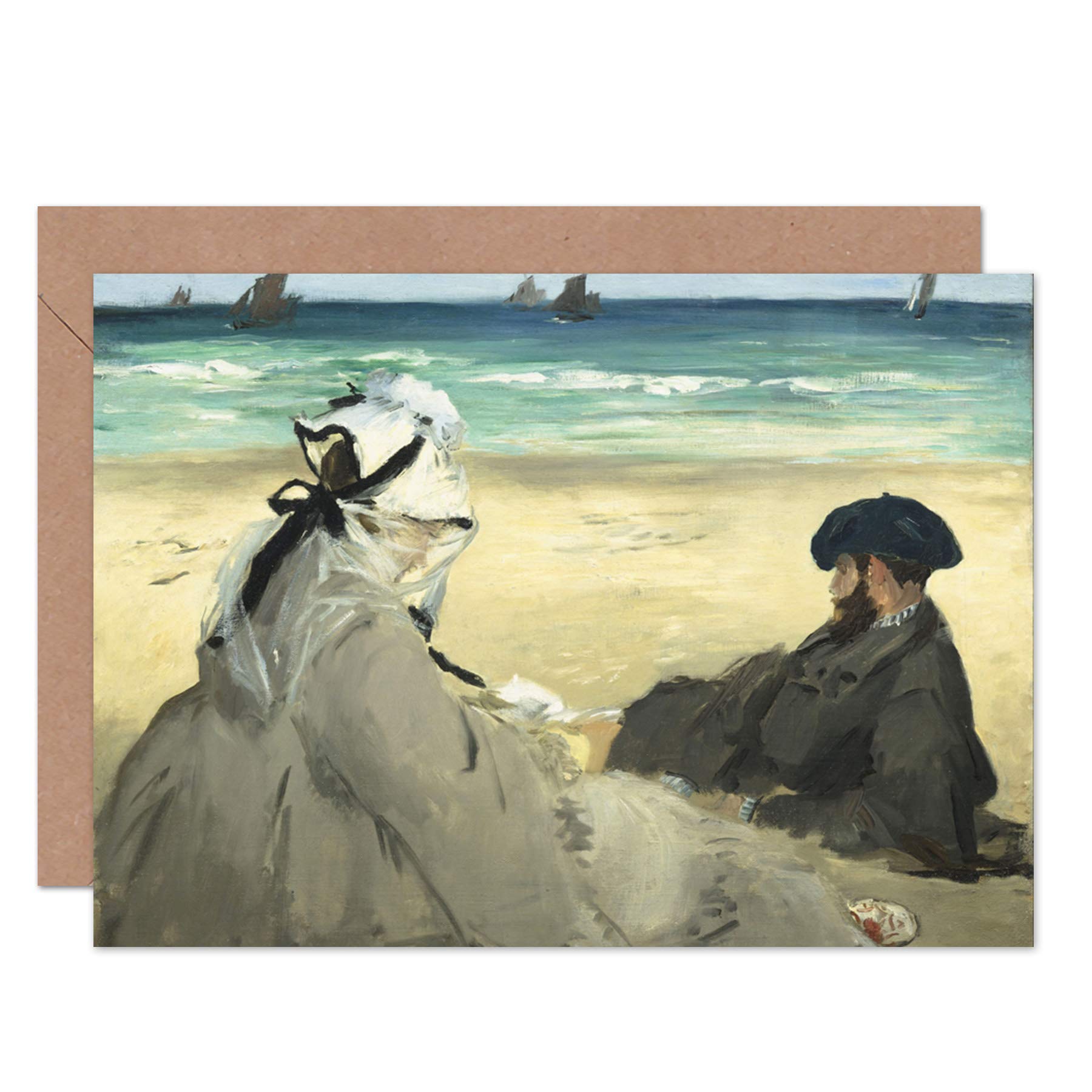 Artery8 On The Beach Edouard Manet Fine Art Greeting Card Plus Envelope Blank Inside