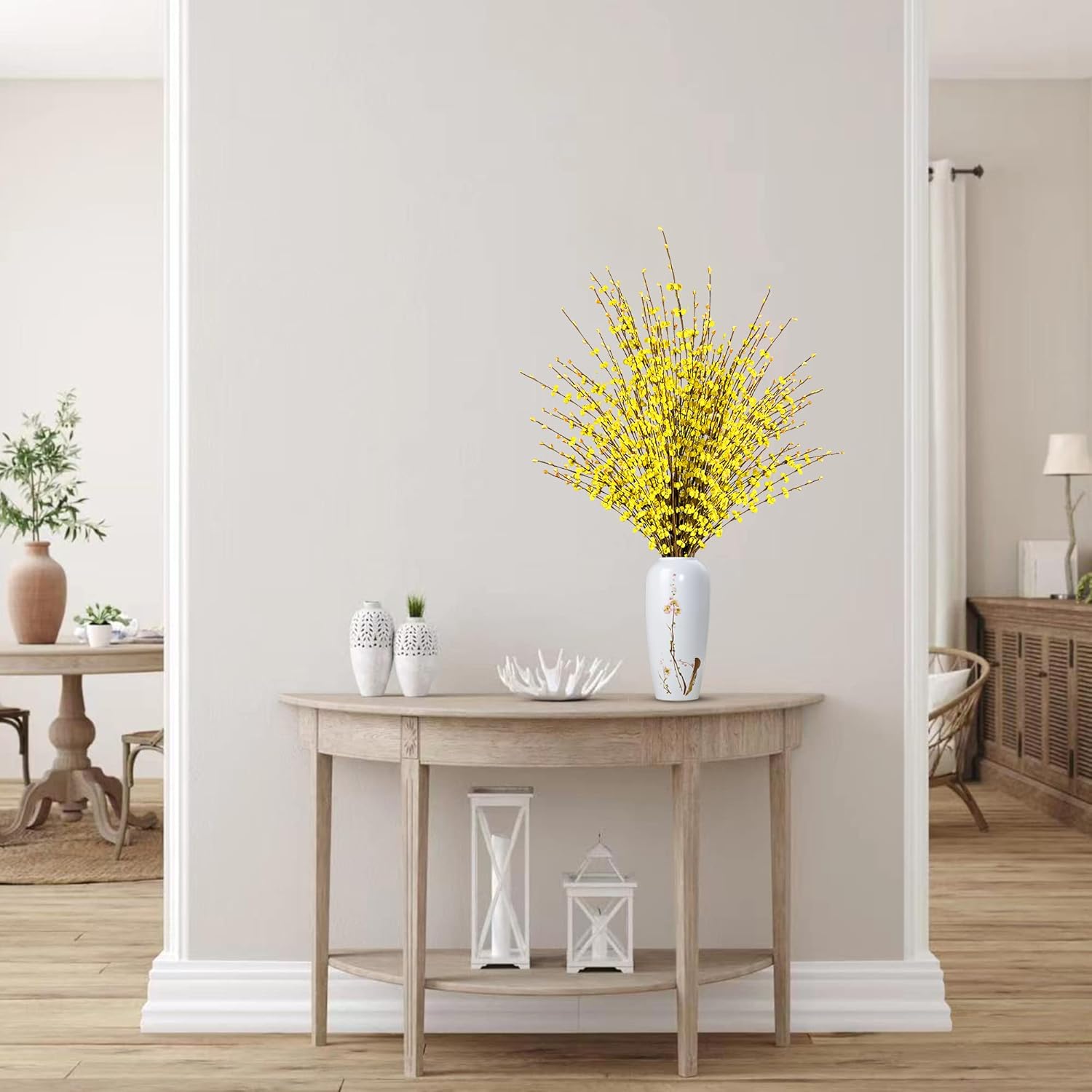 Sggvecsy 10 Pcs 29.5’’ Long Artificial Jasmine Flowers Tall Fake Flower Bouquet Faux Jasmine Plants Dry Branches for Wedding Home Party Office Hotel Restaurant Kitchen Decoration（Yellow） - Image 2