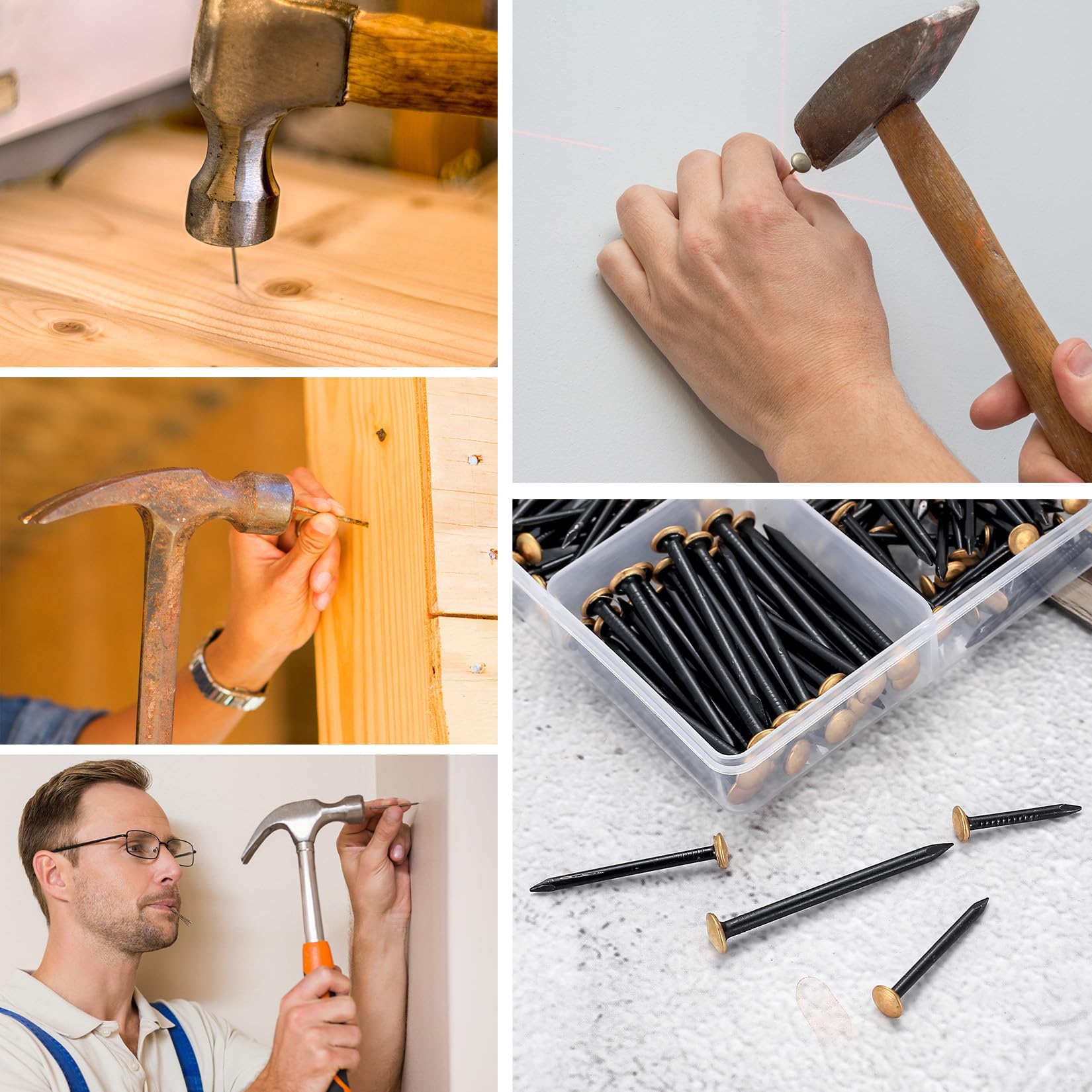 130 Pezzi Chiodi per Pareti in Cemento, Set di Chiodi in Acciaio per Calcestruzzo, Kit Chiodi, Chiodi per Appendere Quadri, Assortimento Chiodi per Intonaco Mattoni Legno, Set Chiodi in Acciaio