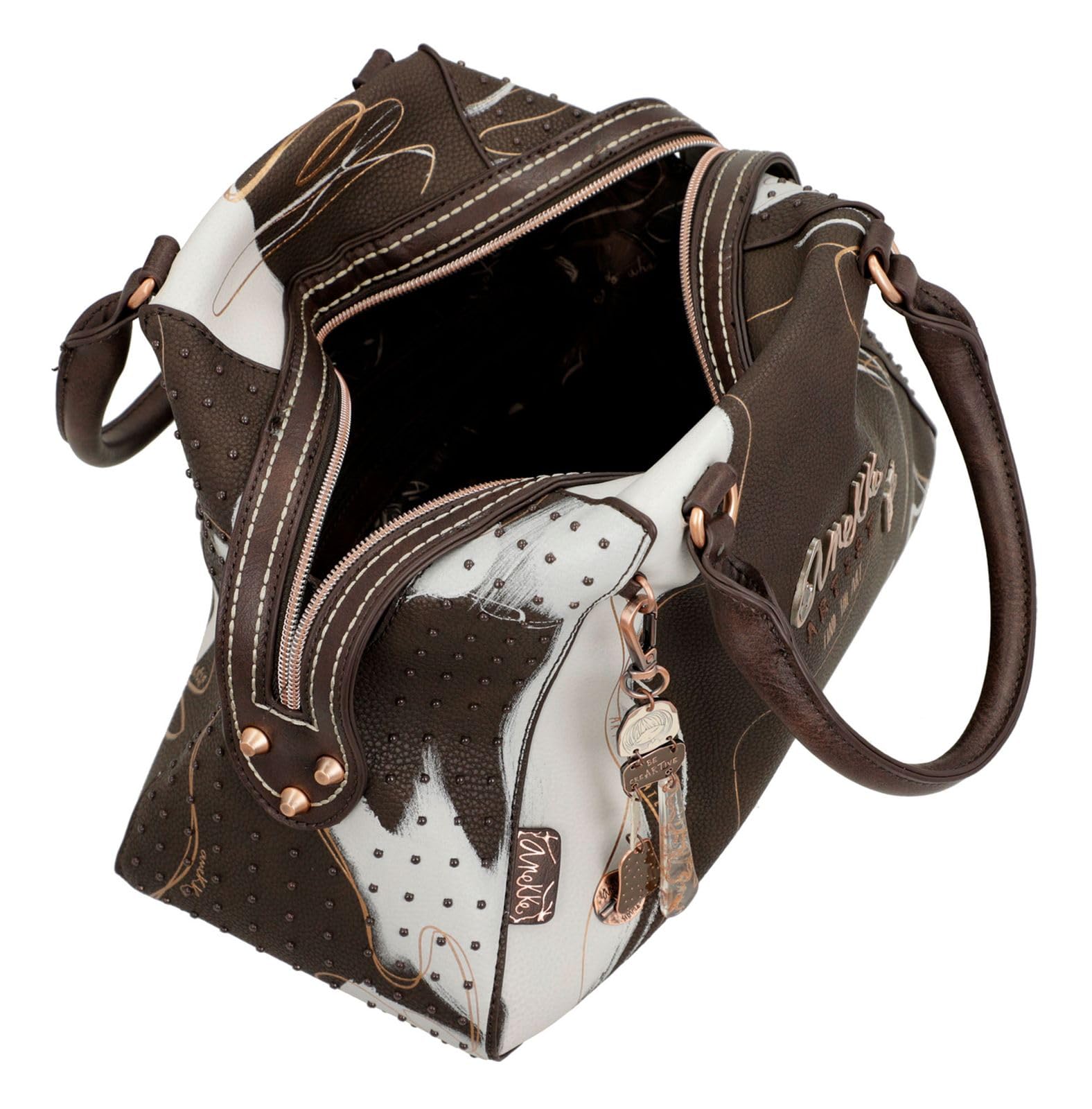 Anekke - Bolso para Mujer - Bolso de Polipiel con 2 Asas, Bandolera y Cierre de Cremallera - Color Marrón Shoen - Accesorios y Complementos de Mujer - Medidas 32x23x15 cm