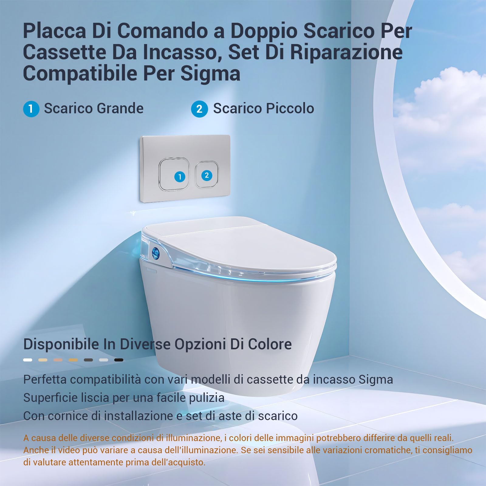 Placca di Comando WC Geberit Sigma UP300 UP320 Doppio Scarico 243×163 mm Argento