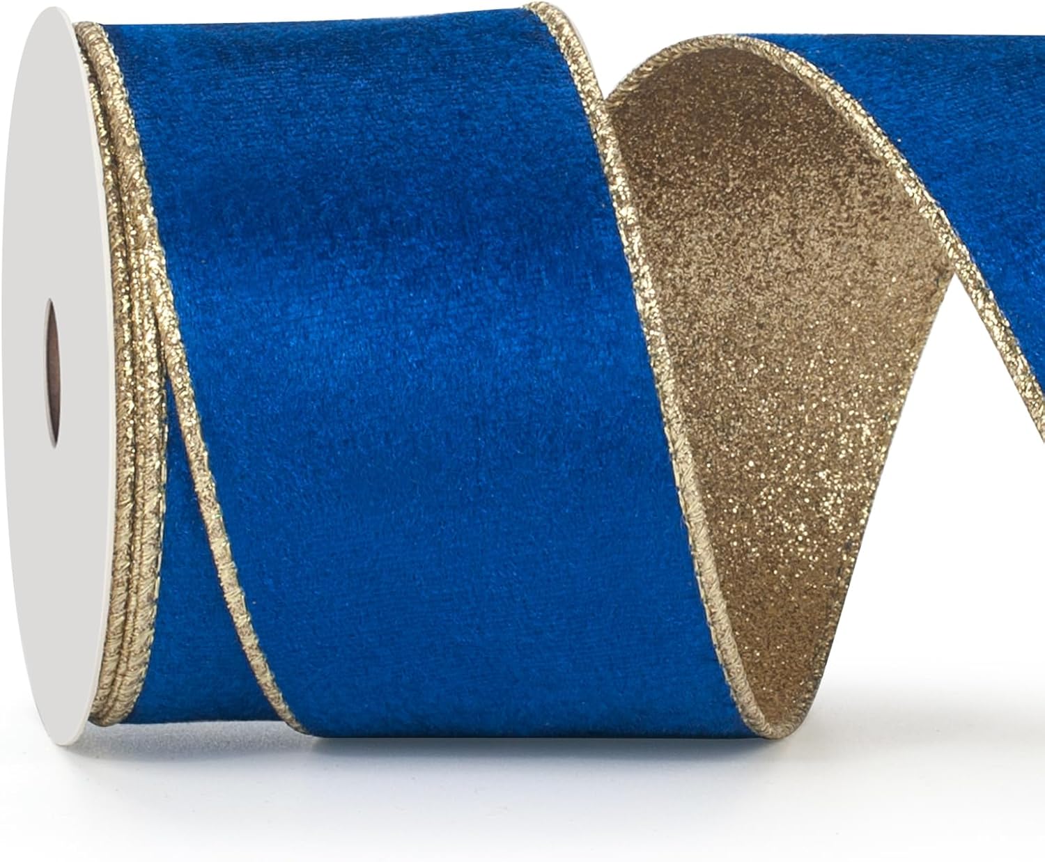 Amazon.com: Blue Wired Velvet Ribbon, Christmas Ribbon Wired 2.5 inch ...
