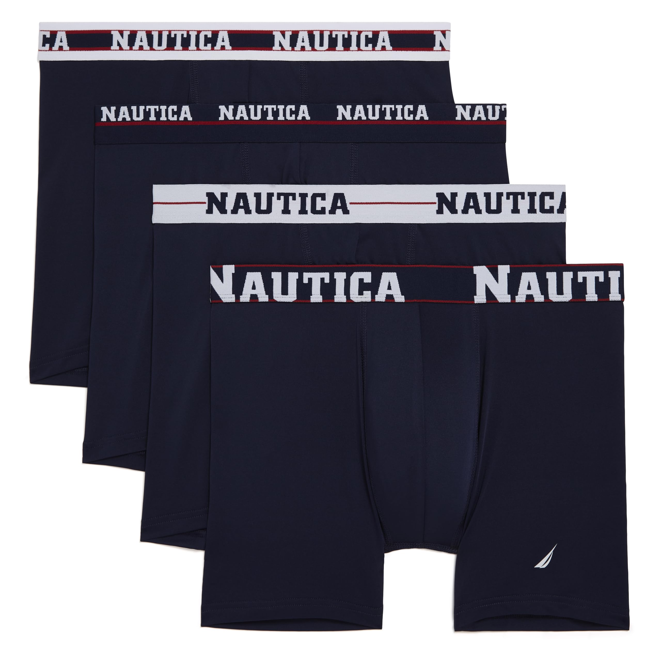 Nautica Men's 4 Peacoat-Assorted Wb 4 Pack Limited Edition Micro Stretch Boxer Briefs, M