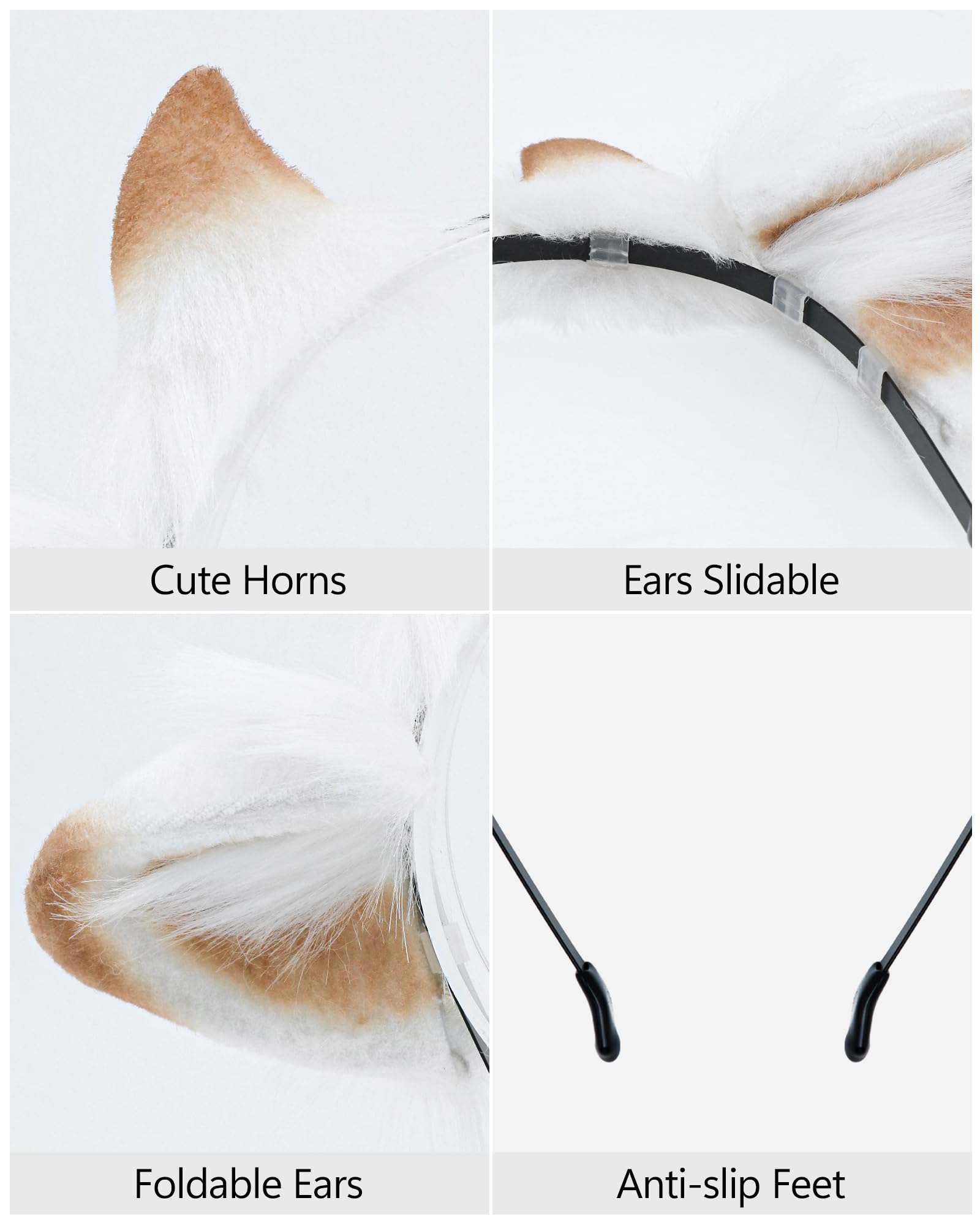ZFKJERS Cosplay Furry Lamb Ears Headband Soft Animal Ear Hair Accessory for Halloween (Light Camel) - Image 2