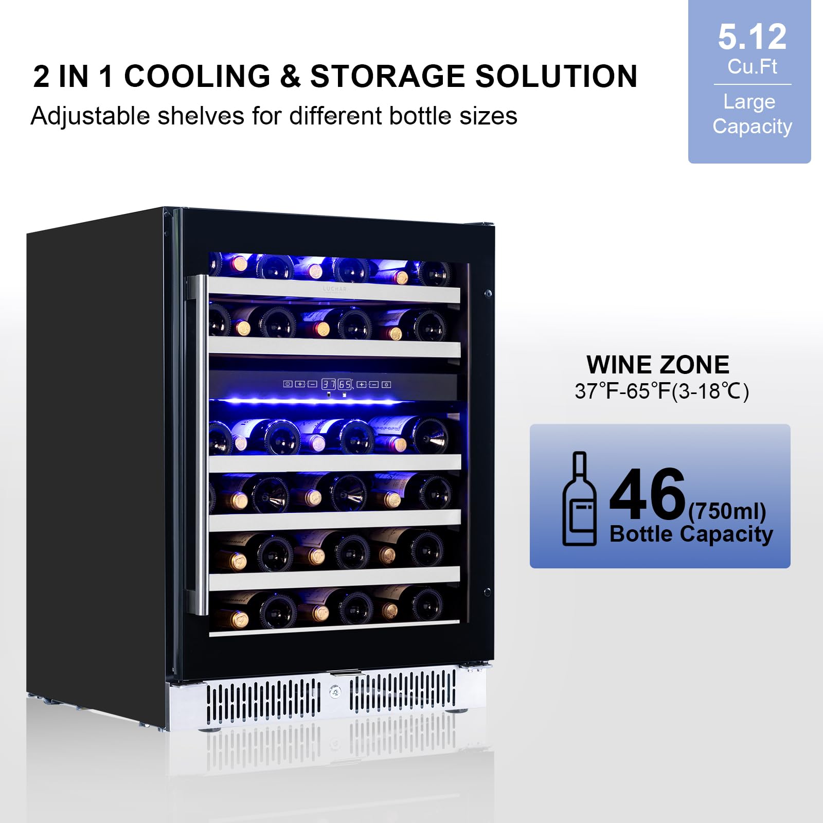 Akicon 24 Inch Mini Fridge,42db 46 Bottles Quiet Beverage Refrigerator With Safety Lock And Temperature Memory Touchscreen, Built-In/Freestanding For Home, Silver on Fridge.com - View 4