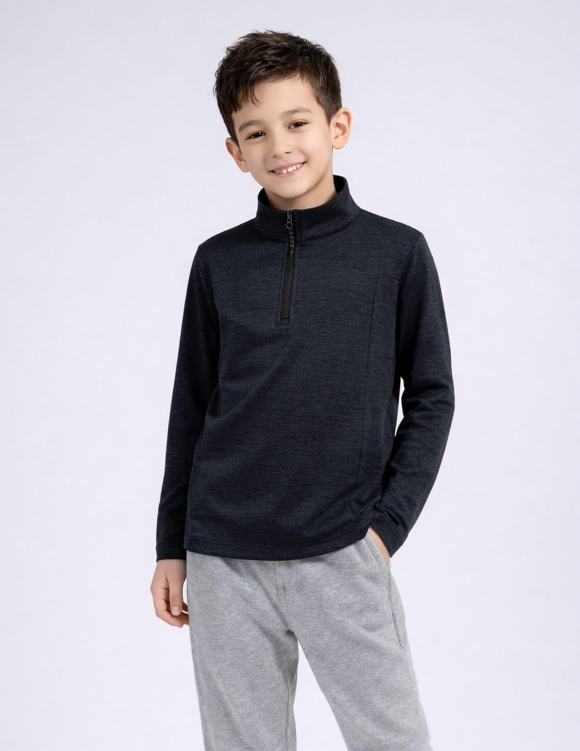 3 Pack Youth Boys Slim Fit Athletic Quarter Zip Pullover Shirts, Lightweight Long Sleeve Jackets Performance Tops - Image 7