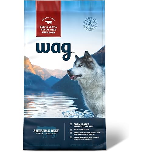 Amazon Brand - Wag Dry Dog Food Grain-Free Beef & Lentil Recipe, High Protein (24 lb bag)
